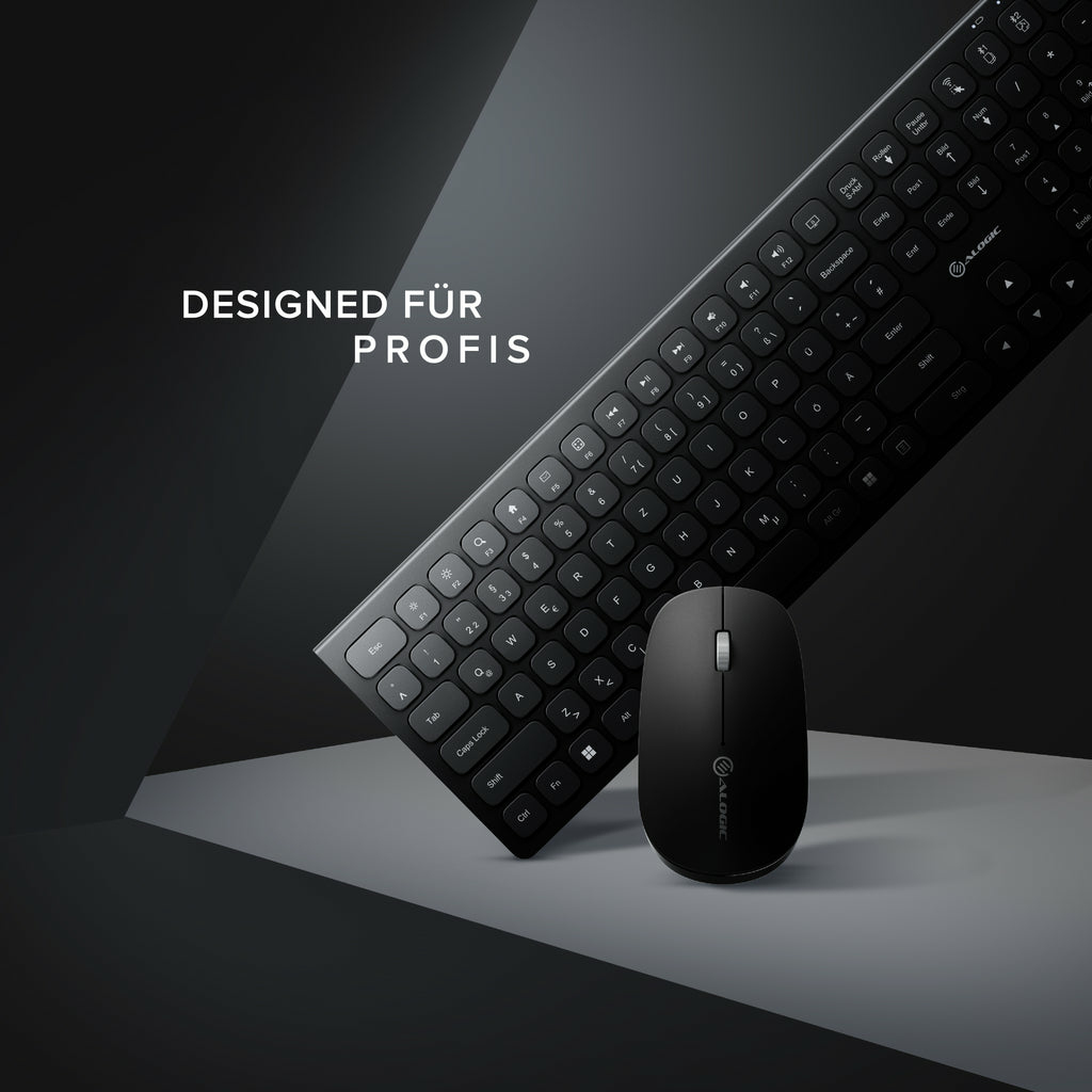Alogic Echelon BT Wireless Mouse+ Keyboard German Black - Tastatur - QWERTZ