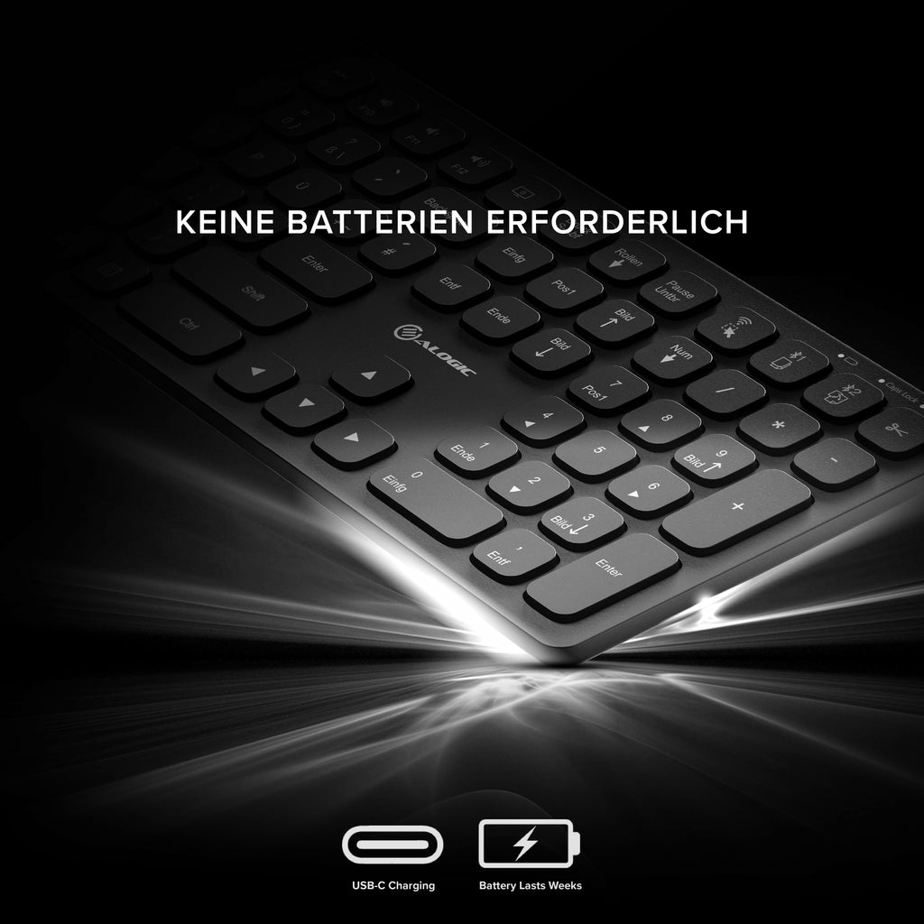Alogic Echelon BT Wireless Mouse+ Keyboard German Black - Tastatur - QWERTZ