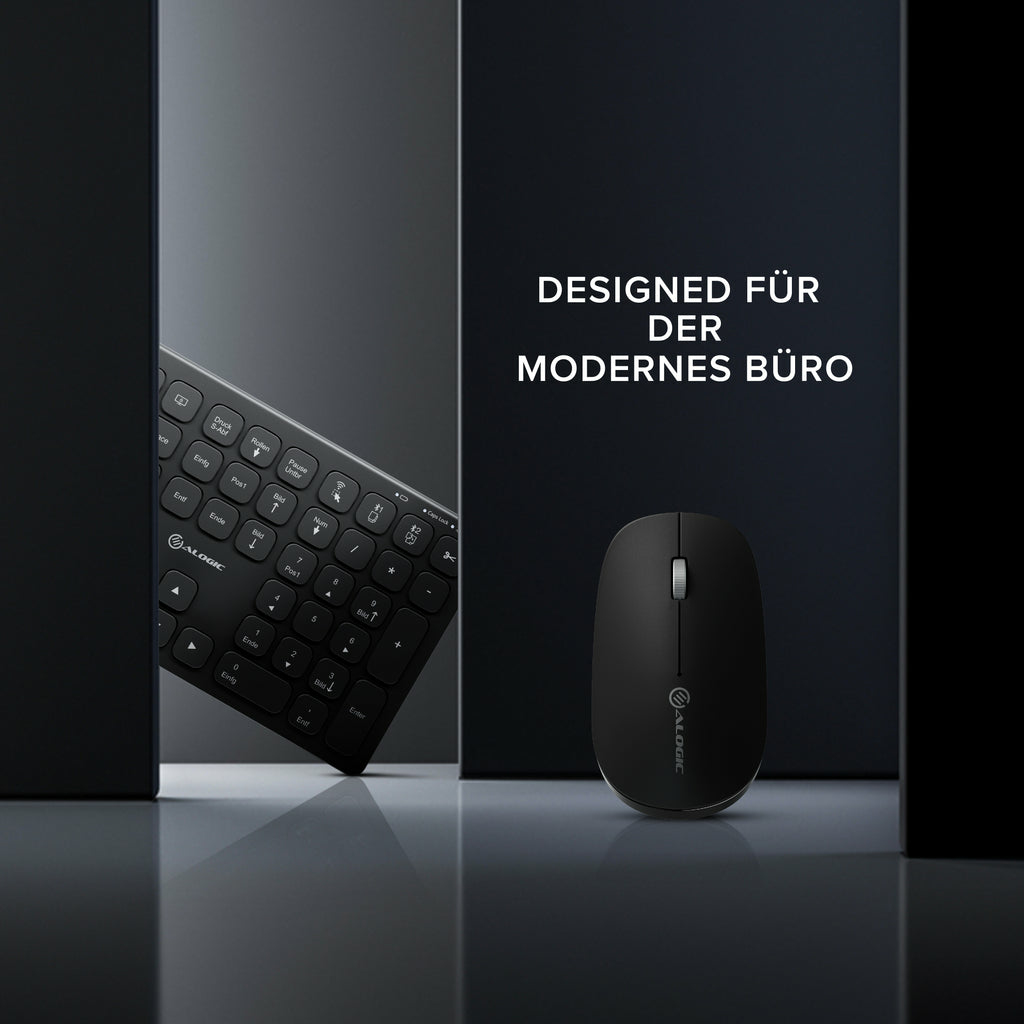 Alogic Echelon BT Wireless Mouse+ Keyboard German Black - Tastatur - QWERTZ