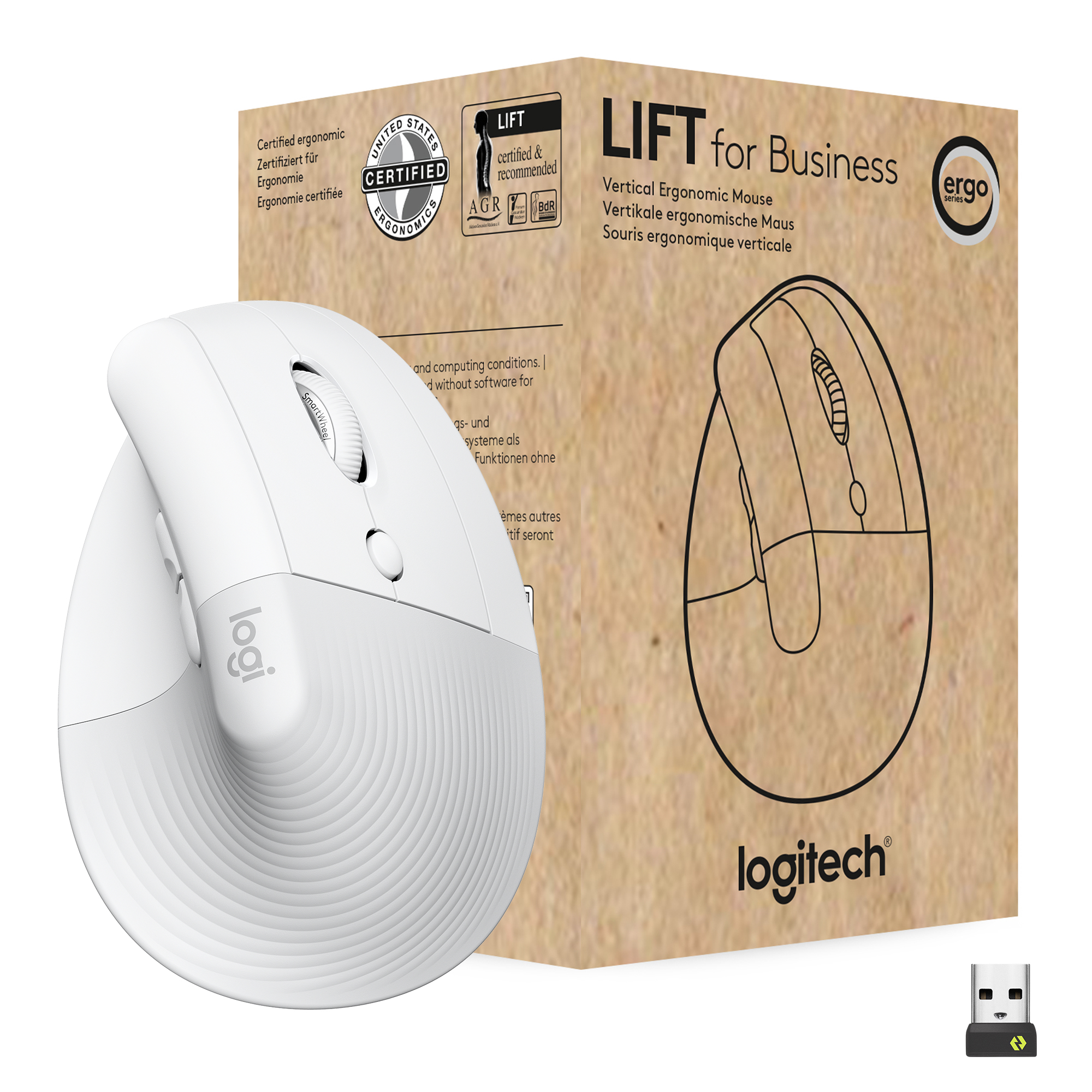 Logitech Lift Ratón Ergonómico Vertical, Inalámbrico, Bluetooth o receptor  Logi Bolt USB, clics Silenciosos, 4 botones, compatible con  Windows/macOS/iPadOS, portátil, PC - Blanco : : Informática