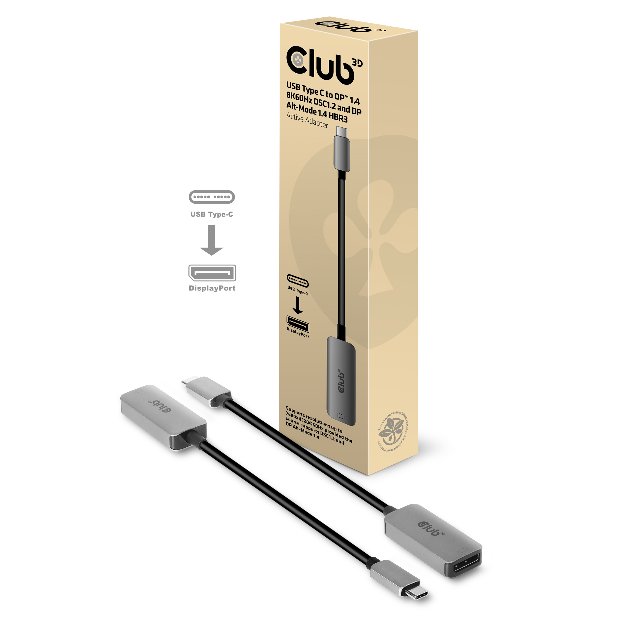 Club 3D CAC-1567 - DisplayPort-Adapter - 24 pin USB-C (M)