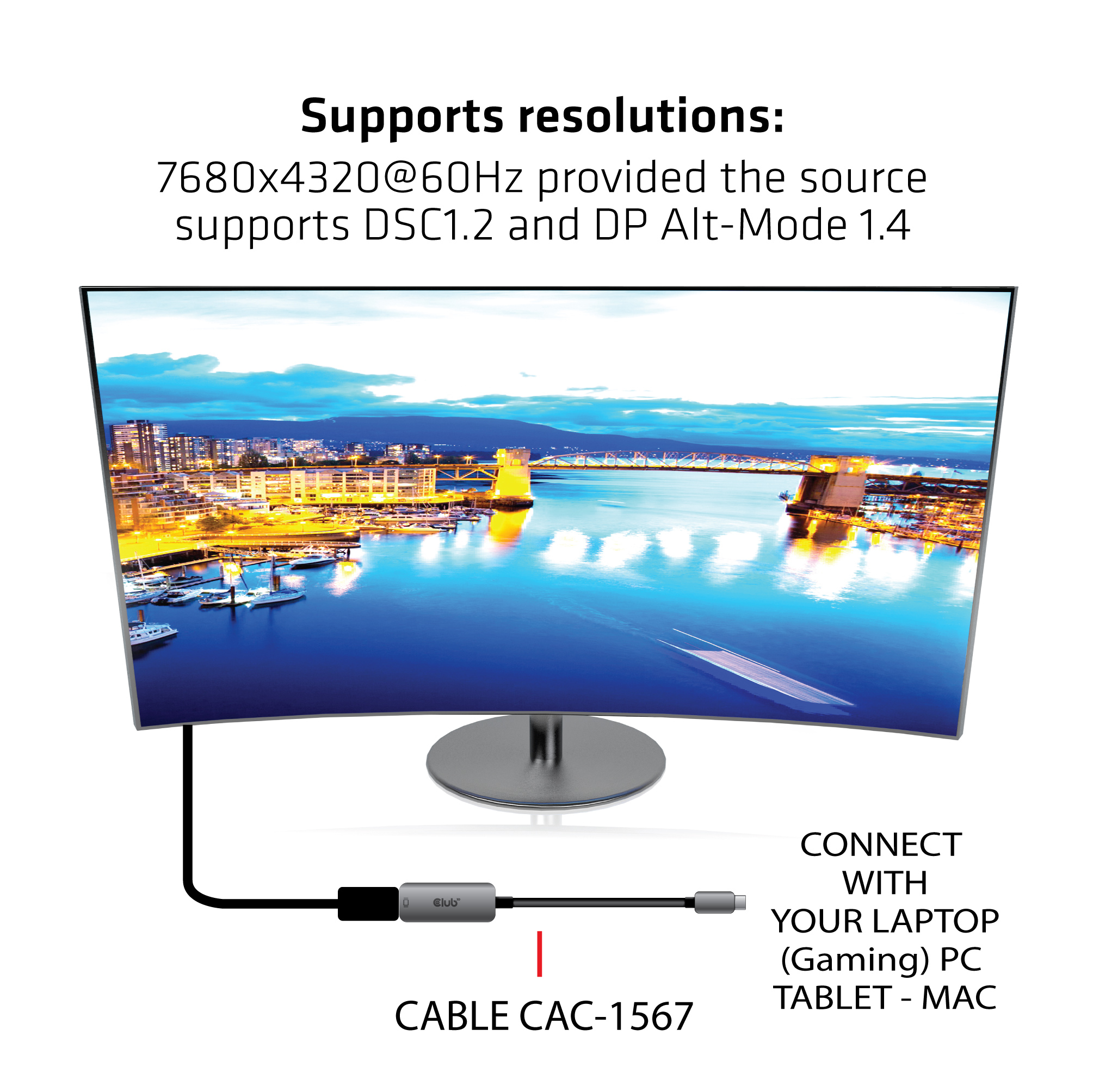 Club 3D CAC-1567 - DisplayPort-Adapter - 24 pin USB-C (M)