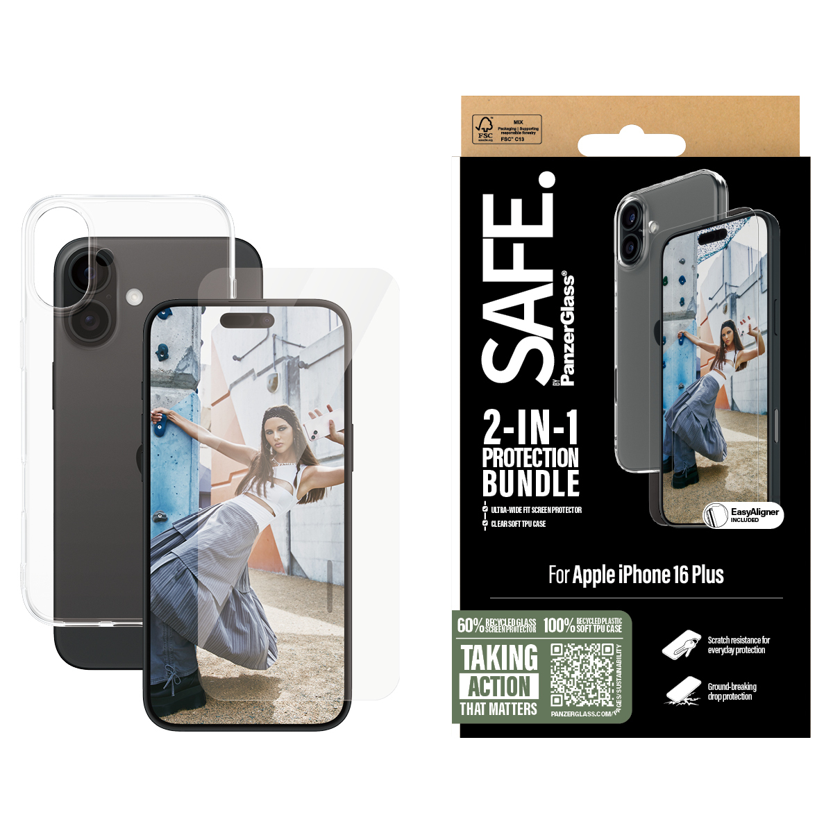 PanzerGlass SAFE. by PanzerGlass - 2-in-1 Schutz - hintere Abdeckung f�r Mobiltelefon - Thermoplastisches Polyurethan (TPU)