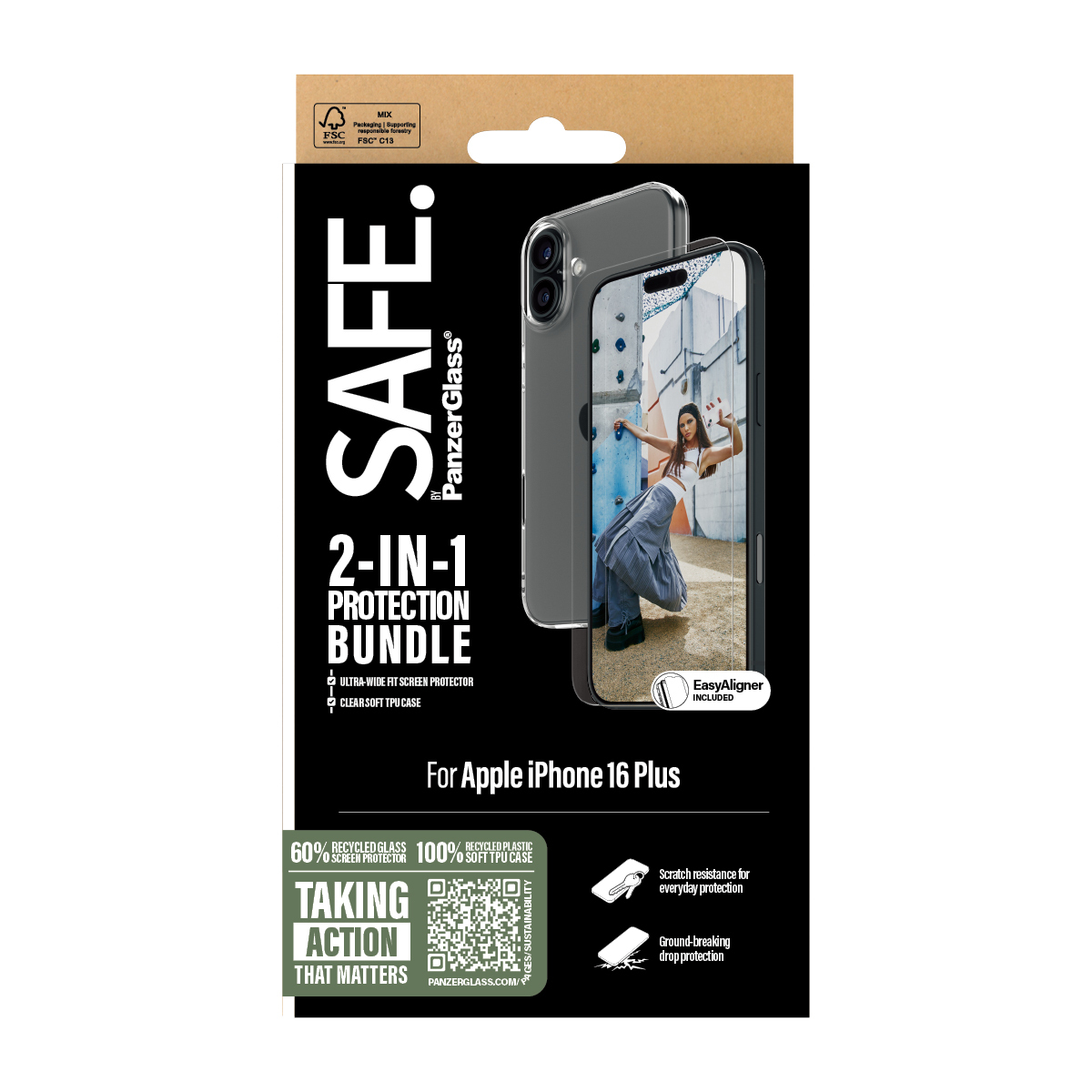 PanzerGlass SAFE. by PanzerGlass - 2-in-1 Schutz - hintere Abdeckung f�r Mobiltelefon - Thermoplastisches Polyurethan (TPU)