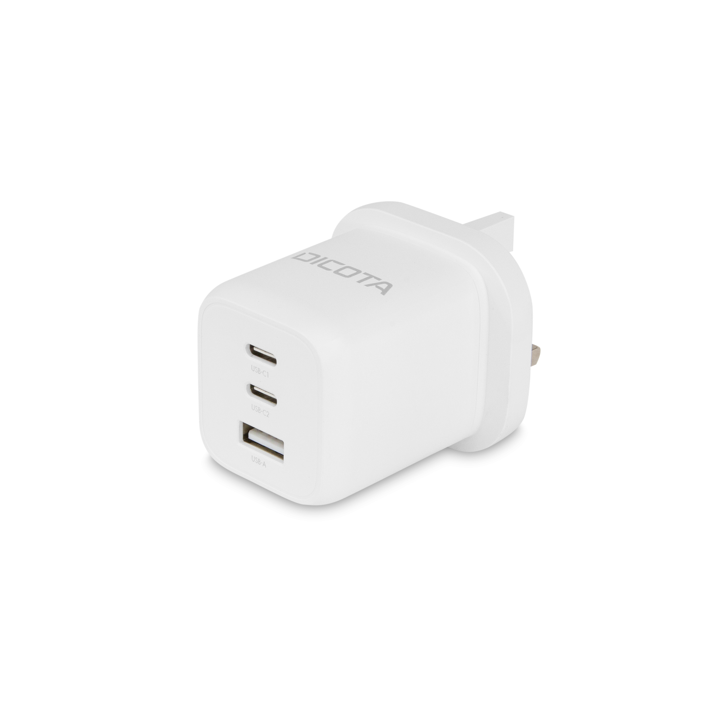 Dicota Netzteil - kompakt, GaN - 65 Watt - 5 A - PD 3.0 - 3 Ausgabeanschlussstellen (2 x USB-C, USB)