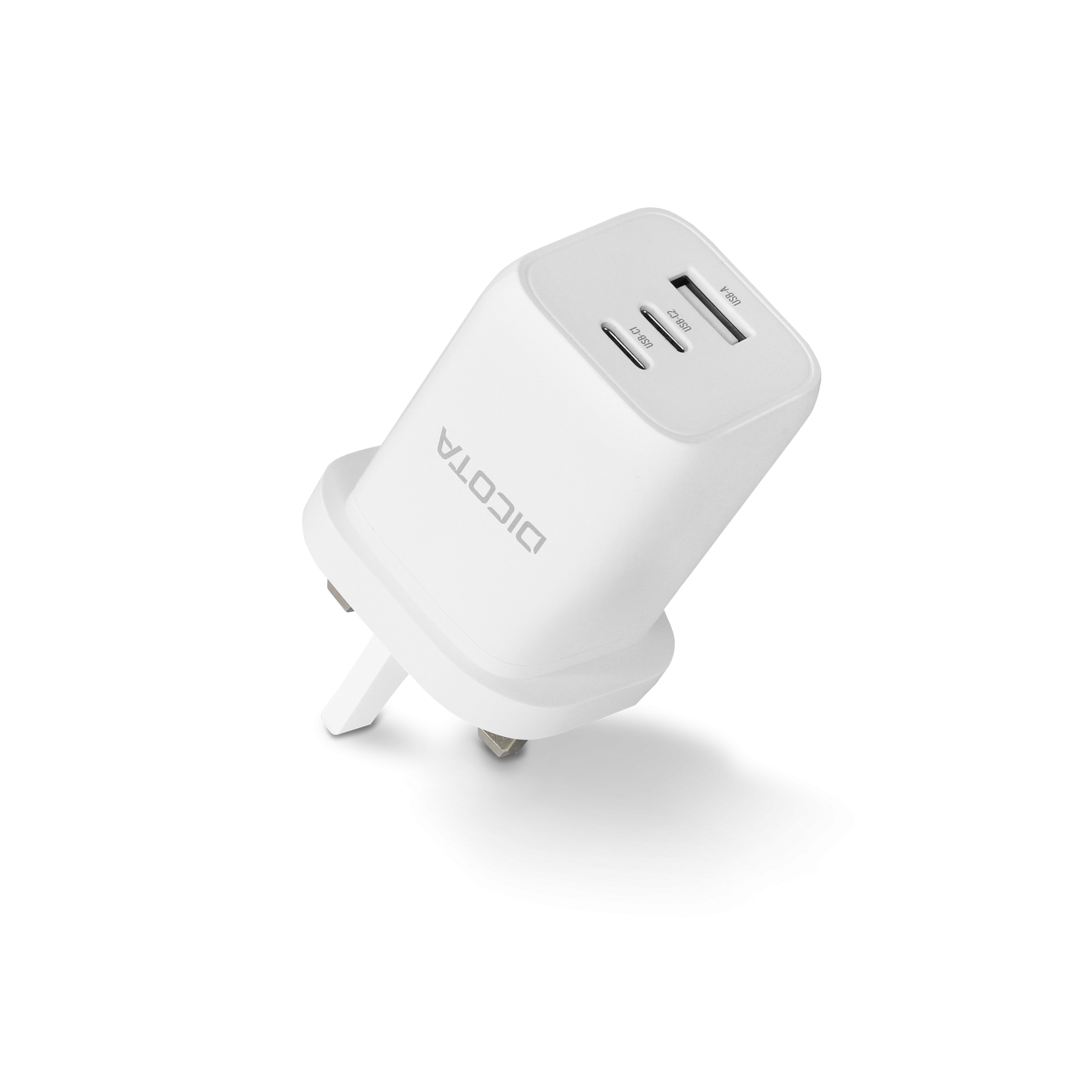 Dicota Netzteil - kompakt, GaN - 65 Watt - 5 A - PD 3.0 - 3 Ausgabeanschlussstellen (2 x USB-C, USB)