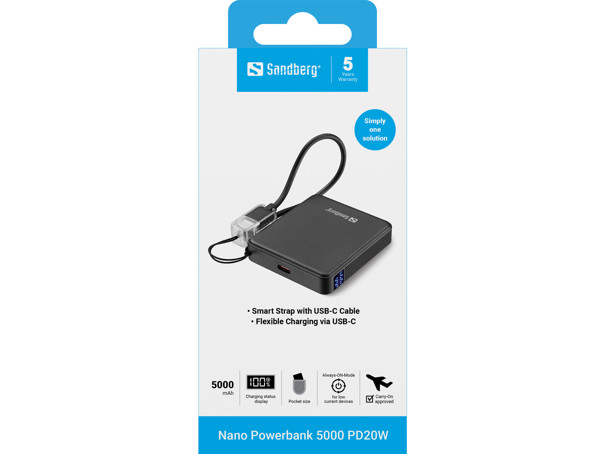 Sandberg 421-33 batteria portatile Ioni di Litio 5000 mAh Nero