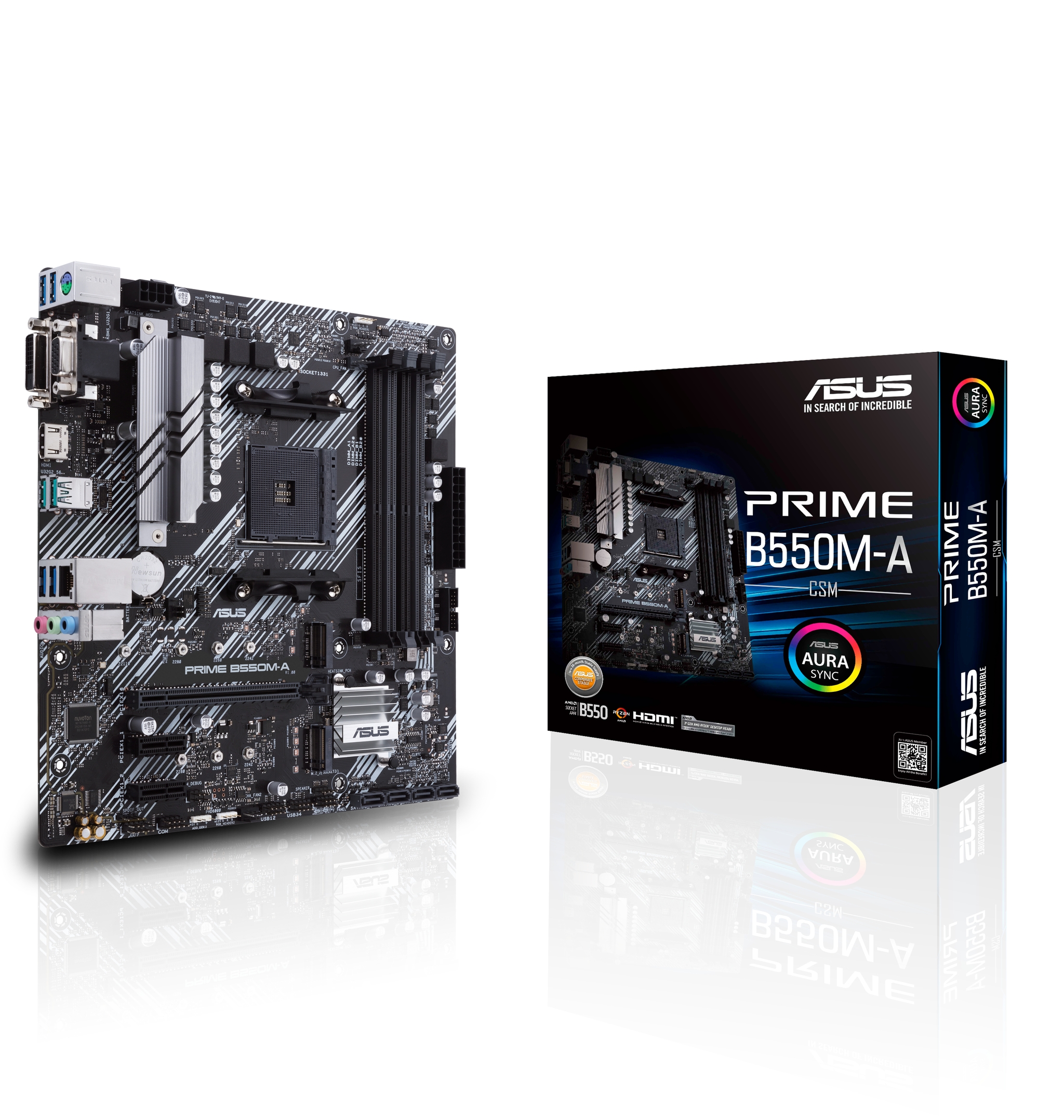 ASUS PRIME B550M-A/CSM - Motherboard - micro ATX - Socket AM4 - AMD B550 Chipsatz - USB 3.2 Gen 1, USB 3.2 Gen 2 - Gigabit LAN - Onboard-Grafik (CPU erforderlich)