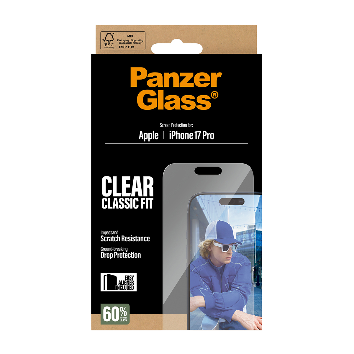 PanzerGlass Screen Protector iPhone 17 Pro Classic Fit w. EasyAligner