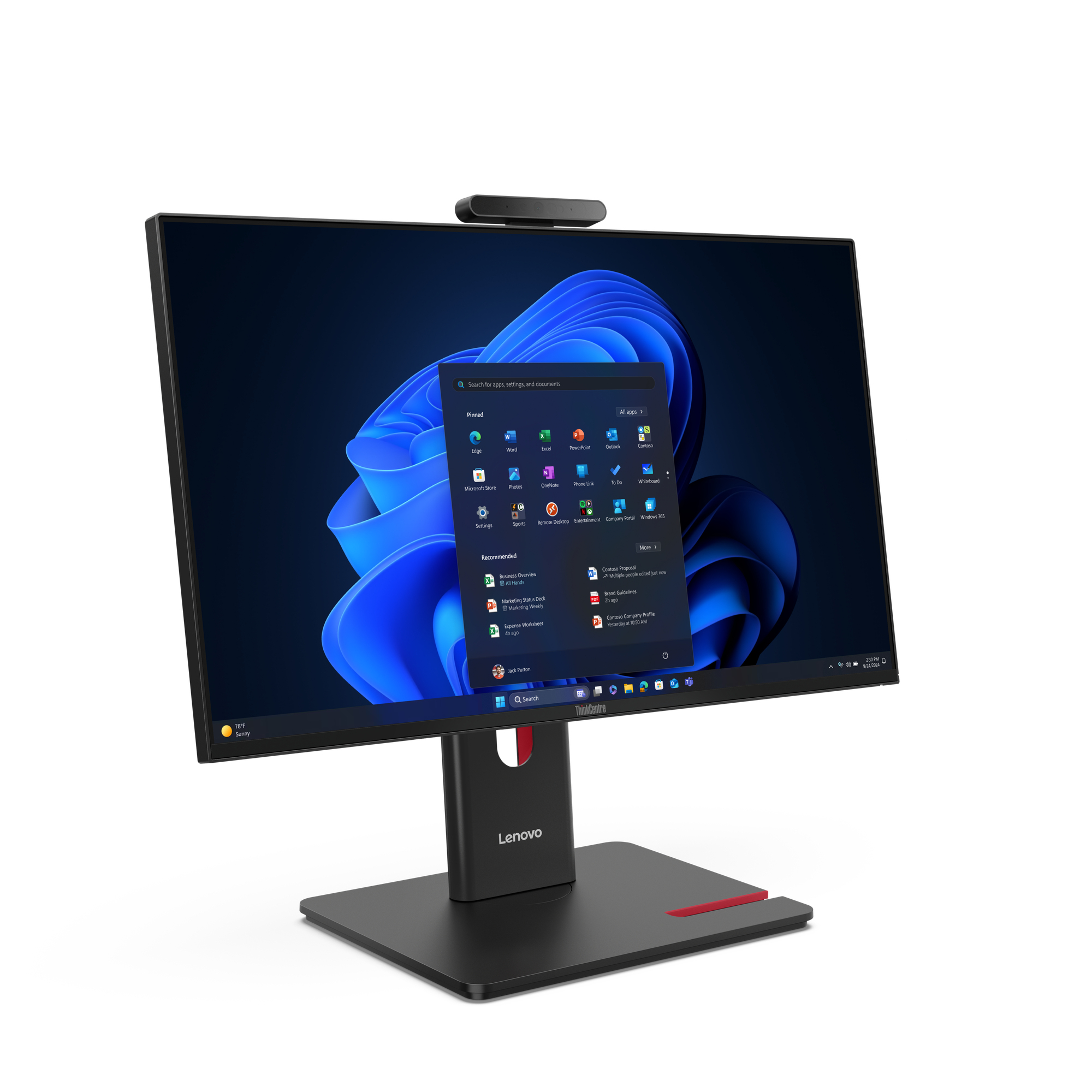 Lenovo ThinkCentre M70a Gen 6 Intel Core Ultra 5 235T 60,5 cm (23.8) 1920 x 1080 pixels PC All-in-One 16 Go DDR5-SDRAM 512 Go SSD Windows 11 Pro Wi-Fi 6E (802.11ax) Noir