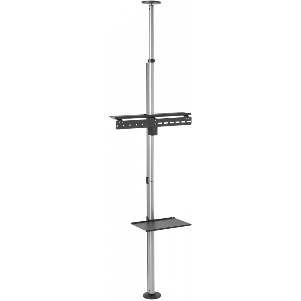 Techly ICA-TR32 - Befestigungskit (Regal, Boden-zu-Decke-Befestigung, VESA-Halterung) - fr Flachbildschirm - Aluminium - schwarz und grau - Bildschirmgre: 94-177.8 cm (37-70)