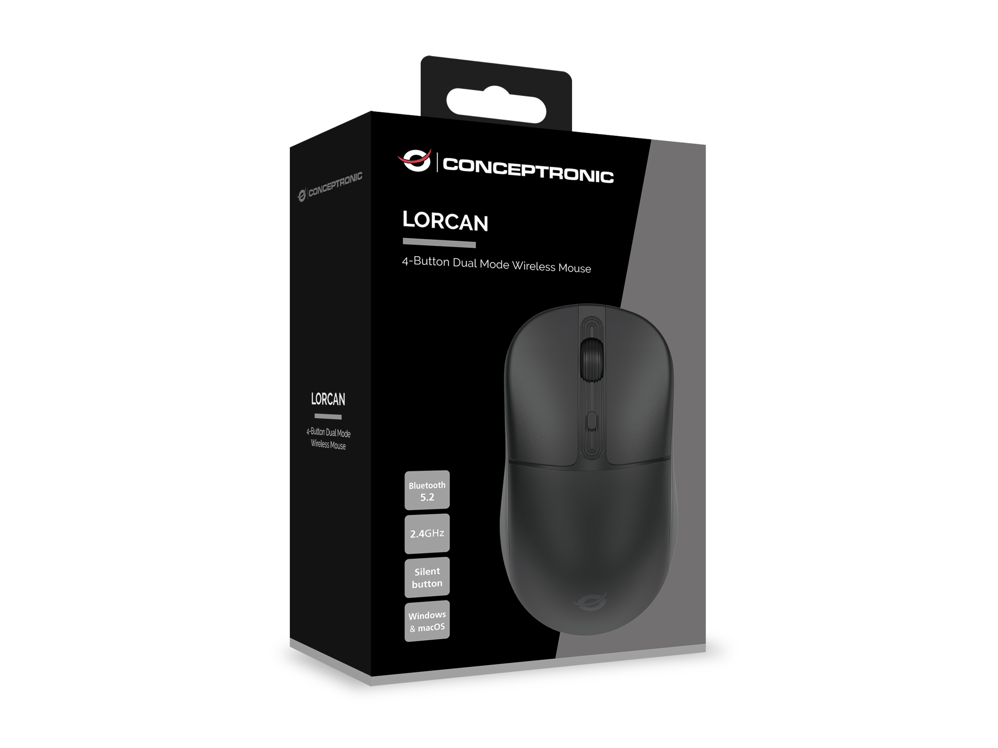 Conceptronic LORCAN04B souris Bureau Ambidextre RF sans fil + Bluetooth Optique 1600 DPI