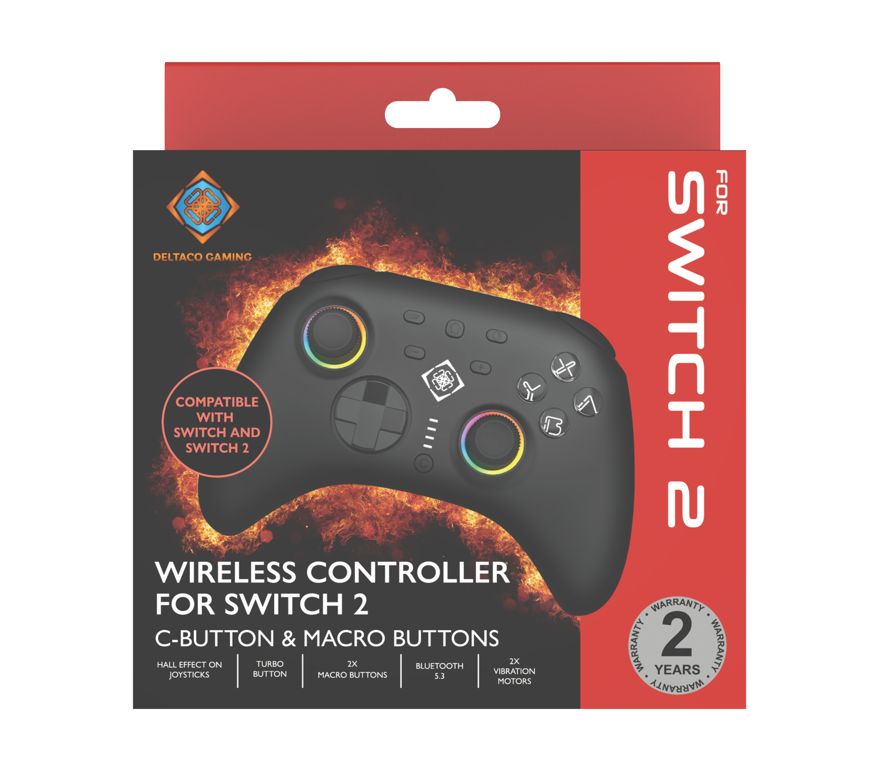 Deltaco Gaming GAM-198 Gaming Controller Black Bluetooth/USB Gamepad Nintendo Switch, Nintendo Switch 2, Nintendo Switch OLED, Android, PC