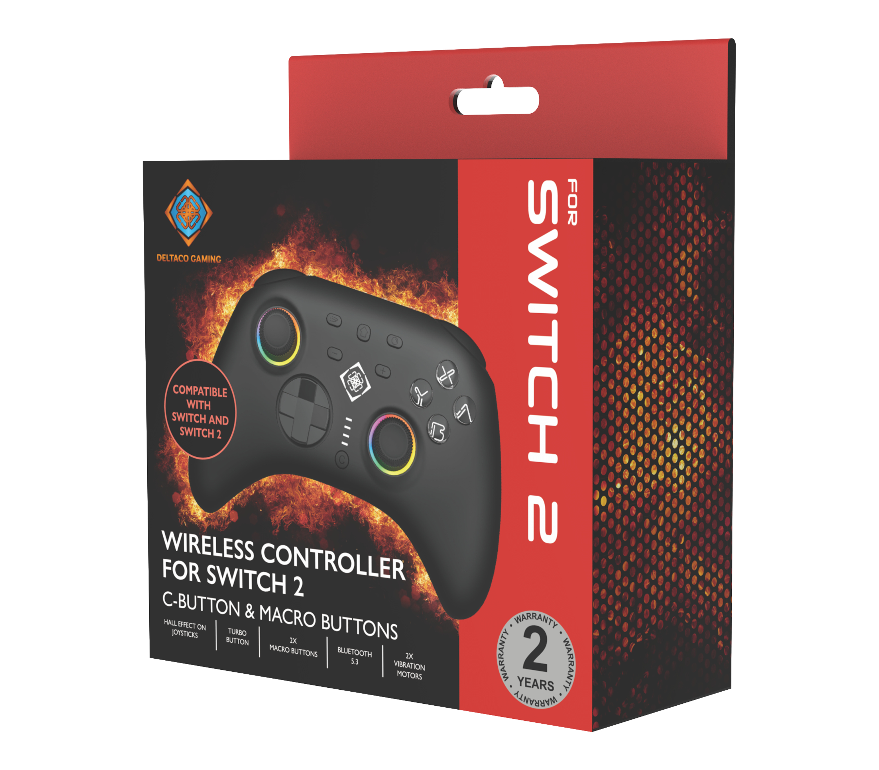 Deltaco Gaming GAM-198 Gaming Controller Black Bluetooth/USB Gamepad Nintendo Switch, Nintendo Switch 2, Nintendo Switch OLED, Android, PC