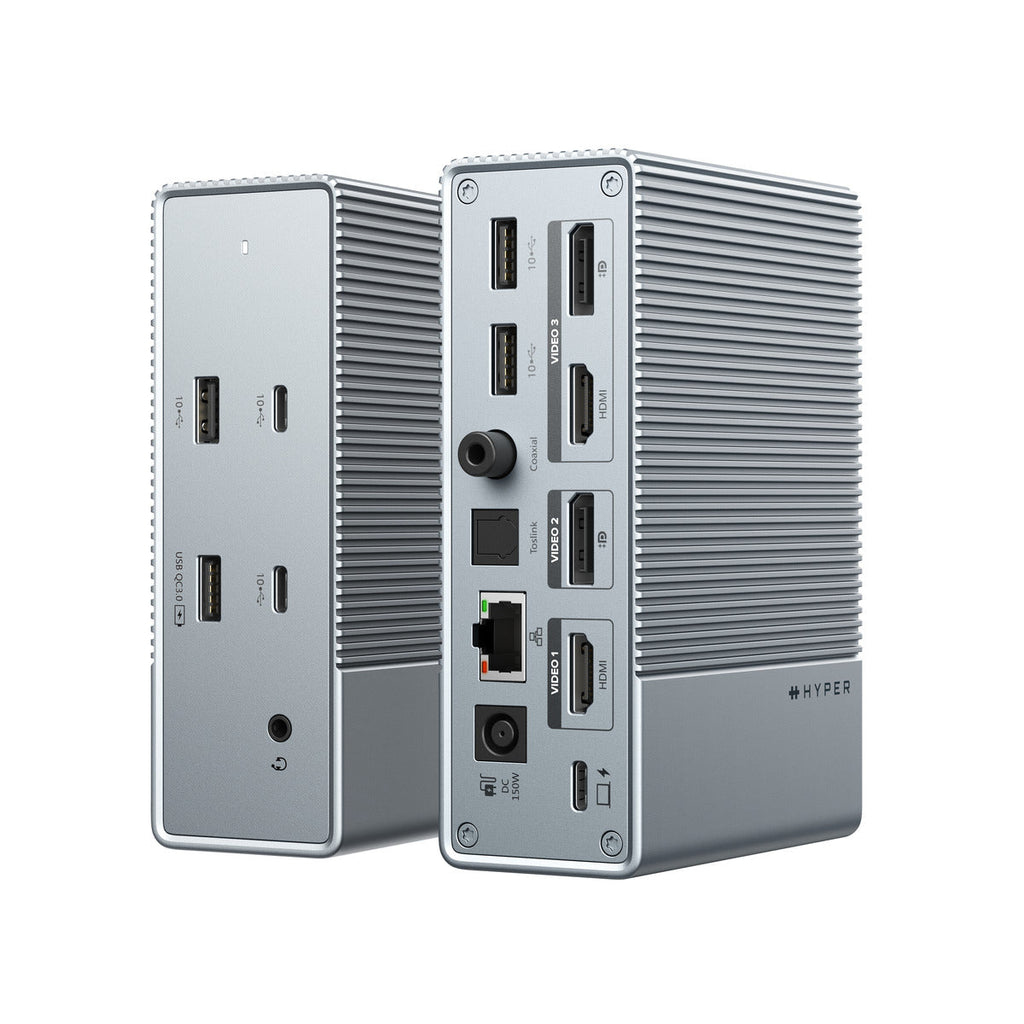 HYPER HDG215-EU base para port�til y replicador de puertos Al�mbrico USB 3.2 Gen 1 (3.1 Gen 1) Type-C Plata