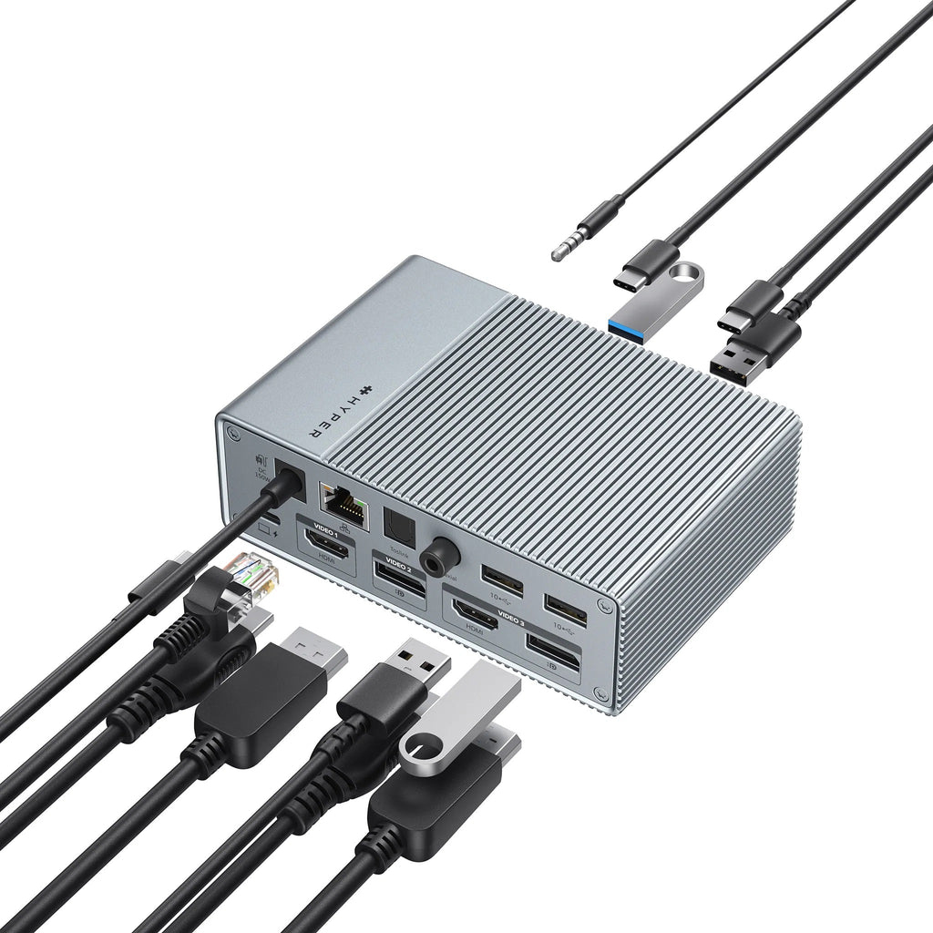 HYPER HDG215-EU base para port�til y replicador de puertos Al�mbrico USB 3.2 Gen 1 (3.1 Gen 1) Type-C Plata
