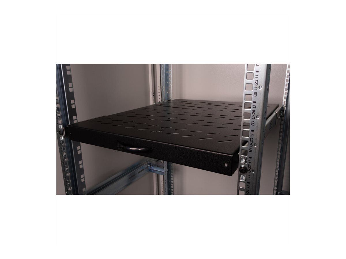 ROLINE Rack-Schieberegal - 550 mm tief, Tragf�higkeit 25 kg - RAL 9005, Jet Black - 1U - 48.3 cm (19)