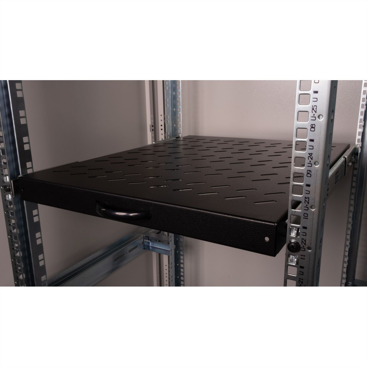ROLINE Rack-Schieberegal - 550 mm tief, Tragf�higkeit 25 kg - RAL 9005, Jet Black - 1U - 48.3 cm (19)