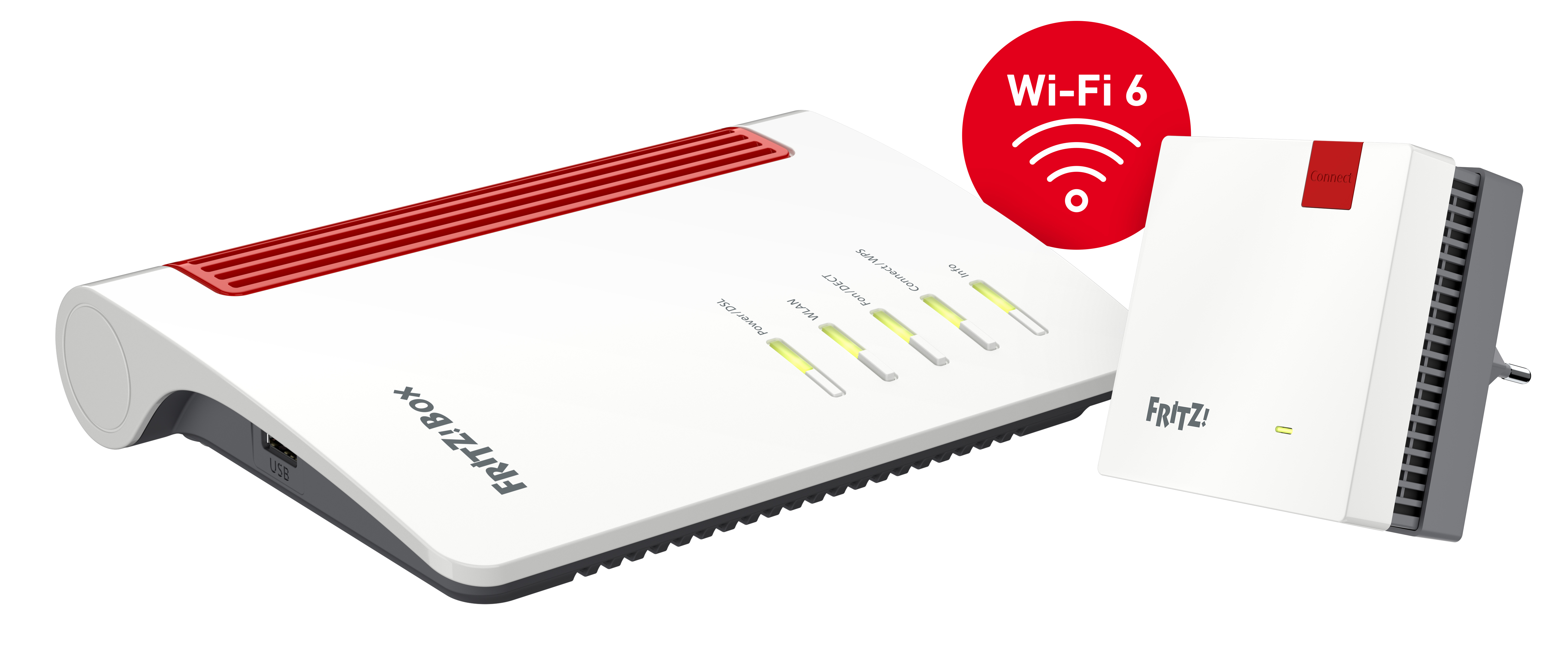 FRITZ! Mesh Set 7530 AX + 1200 AX Bi-bande (2,4 GHz / 5 GHz) Wi-Fi 6 (802.11ax) Rouge, Blanc 4 3G Interne