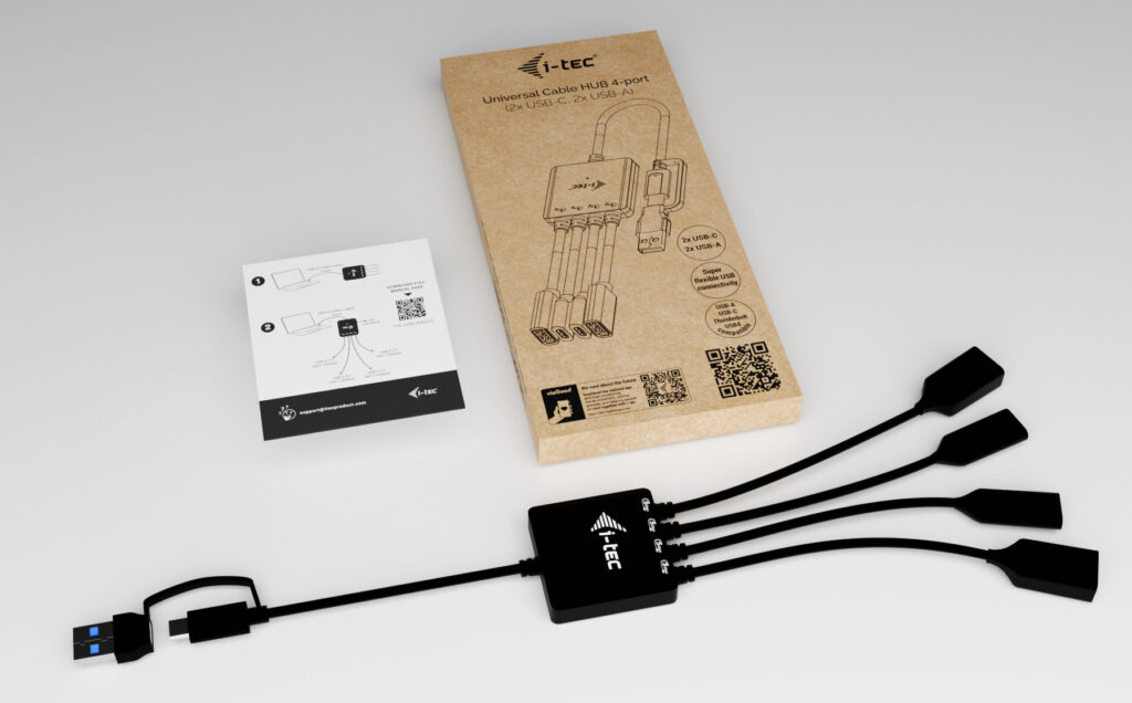 i-tec USB-C/USB-A Cable HUB 4 port (2x USB-C 2x USB-A) - Hub - 4-Port