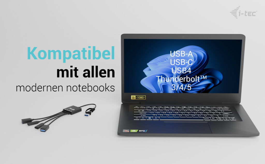 i-tec USB-C/USB-A Cable HUB 4 port (2x USB-C 2x USB-A) - Hub - 4-Port