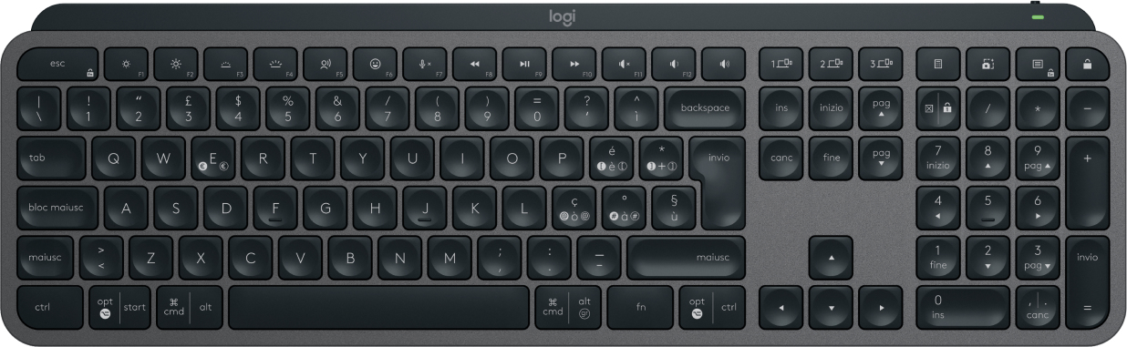 Logitech MX Keys S clavier Universel RF sans fil + Bluetooth QWERTY Italien Graphite