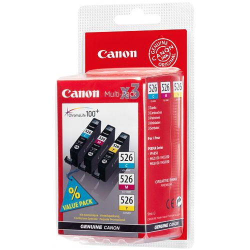 Canon CLI-526 Multipack - 3er-Pack - Gelb, Cyan, Magenta
