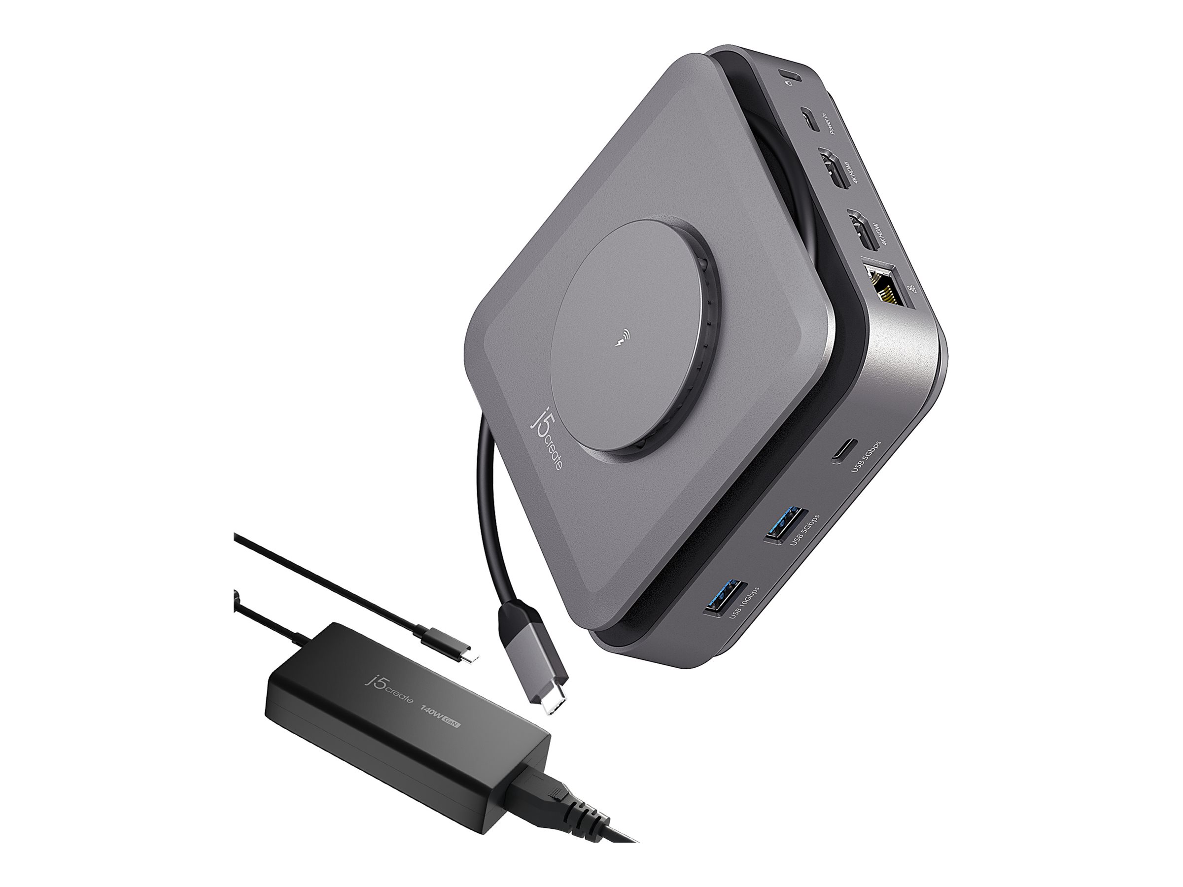 j5create JCD3199P USB-C� Dock Dual 4K HDMI with 140W GaN PD3.1 Power Adapter-EU, Black