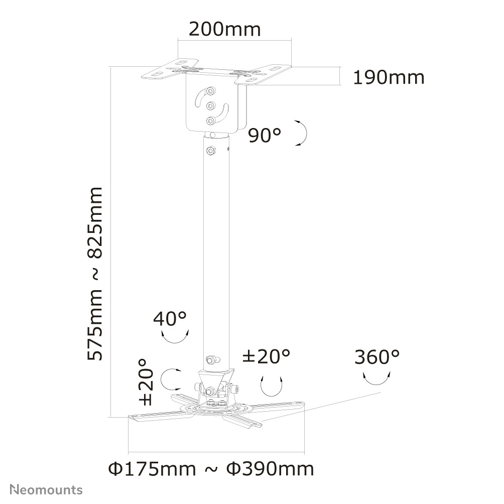 Neomounts by Newstar Supporto da soffitto per proiettori