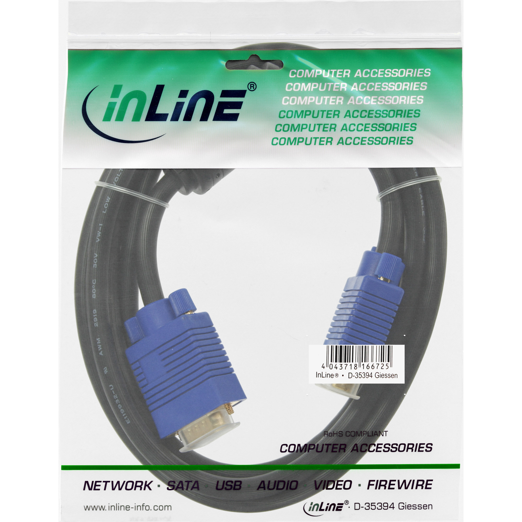 InLine S-VGA Cable Premium 15HD male to male black 1.5m