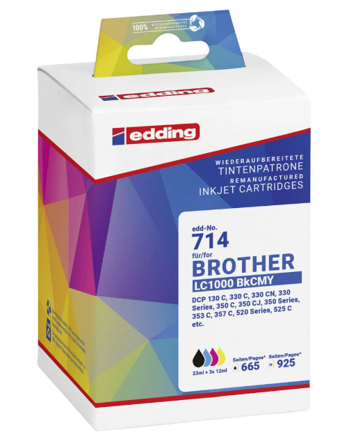 Edding EDD-714 ink cartridge 4 pc(s) Compatible Black, Cyan, Magenta, Yellow