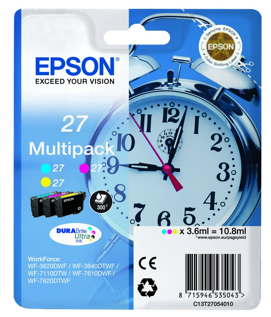 Epson Alarm clock 27 DURABrite Ultra ink cartridge 1 pc(s) Original Cyan, Magenta, Yellow