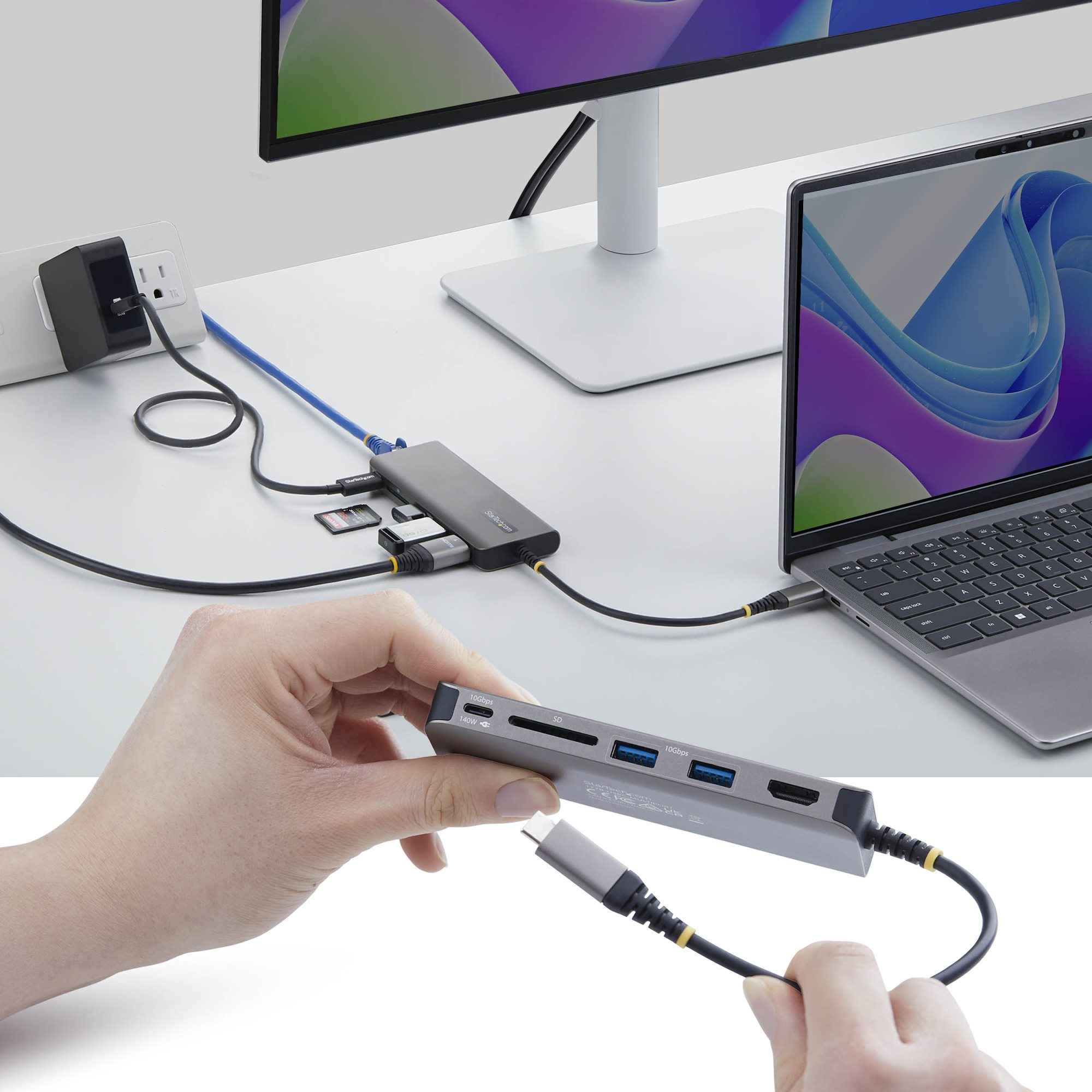 StarTech.com 177B-USBC-MULTIPORT base para port�til y replicador de puertos Al�mbrico USB 3.2 Gen 2 (3.1 Gen 2) Type-C Gris