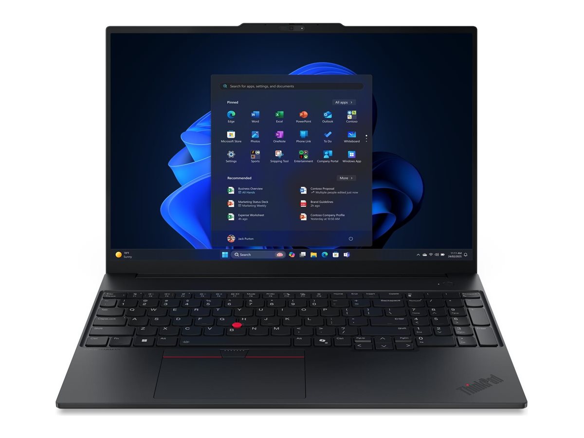Lenovo ThinkPad E16 Gen 3 (AMD) AMD Ryzen 7 250 Laptop 40.6 cm (16) WUXGA 16 GB DDR5-SDRAM 512 GB SSD Wi-Fi 6E (802.11ax) Windows 11 Pro German Black