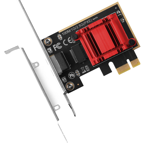 AXAGON PCEE-G25 - Eingebaut - Verkabelt - PCI Express - Ethernet - 5000 Mbit/s - Rot - Silber