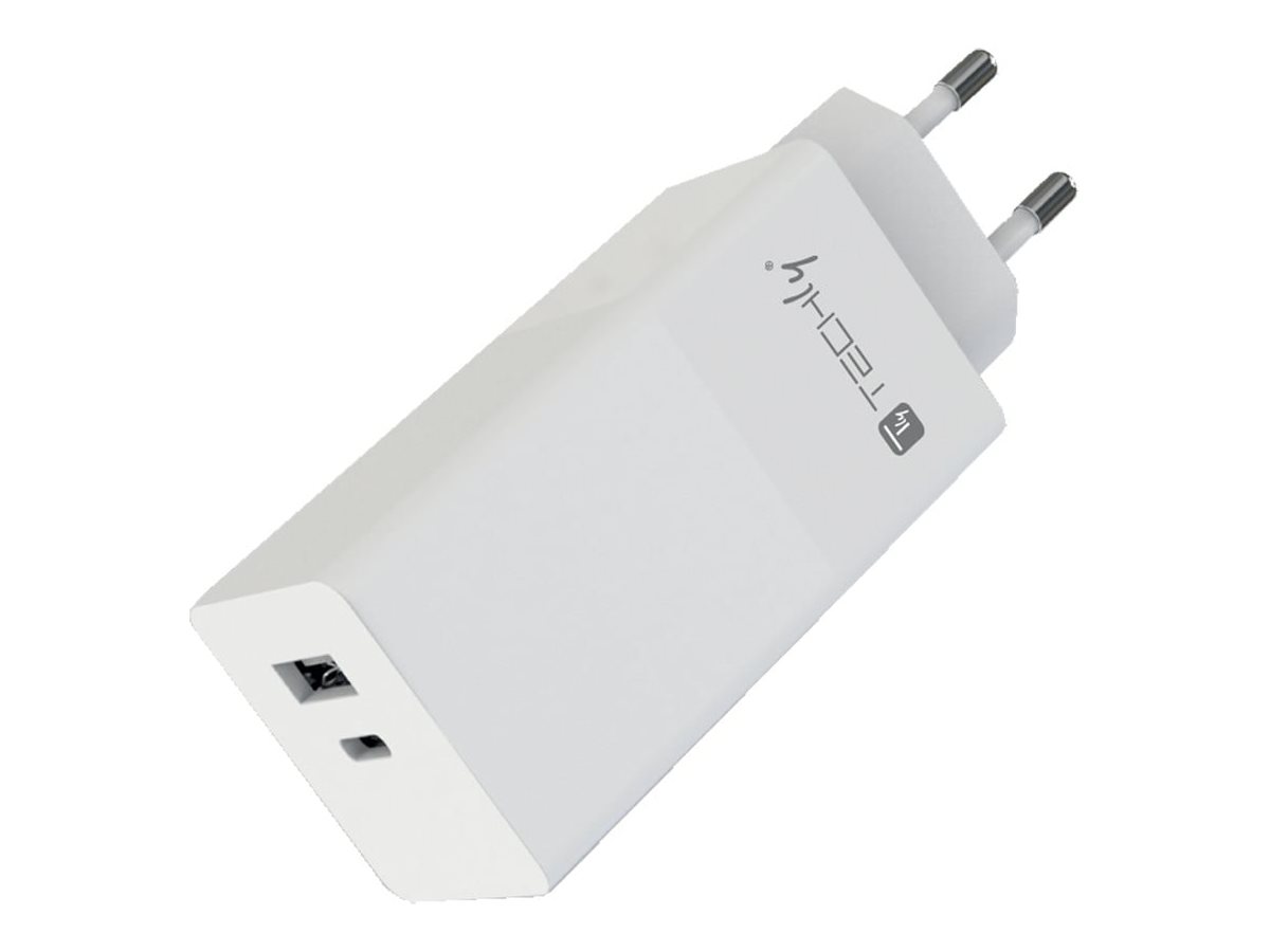Techly IPW-PD100W-WH cargador de dispositivo m�vil Bater�a port�til, Smartphone, Tableta, Universal Blanco Corriente alterna Carga r�pida Interior