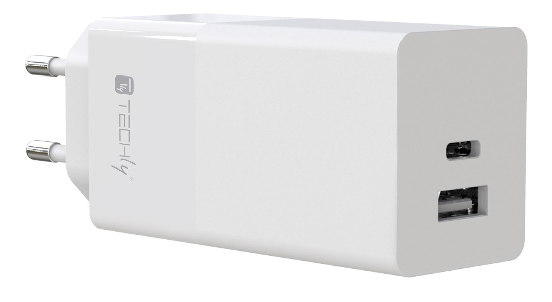 Techly IPW-PD100W-WH cargador de dispositivo m�vil Bater�a port�til, Smartphone, Tableta, Universal Blanco Corriente alterna Carga r�pida Interior