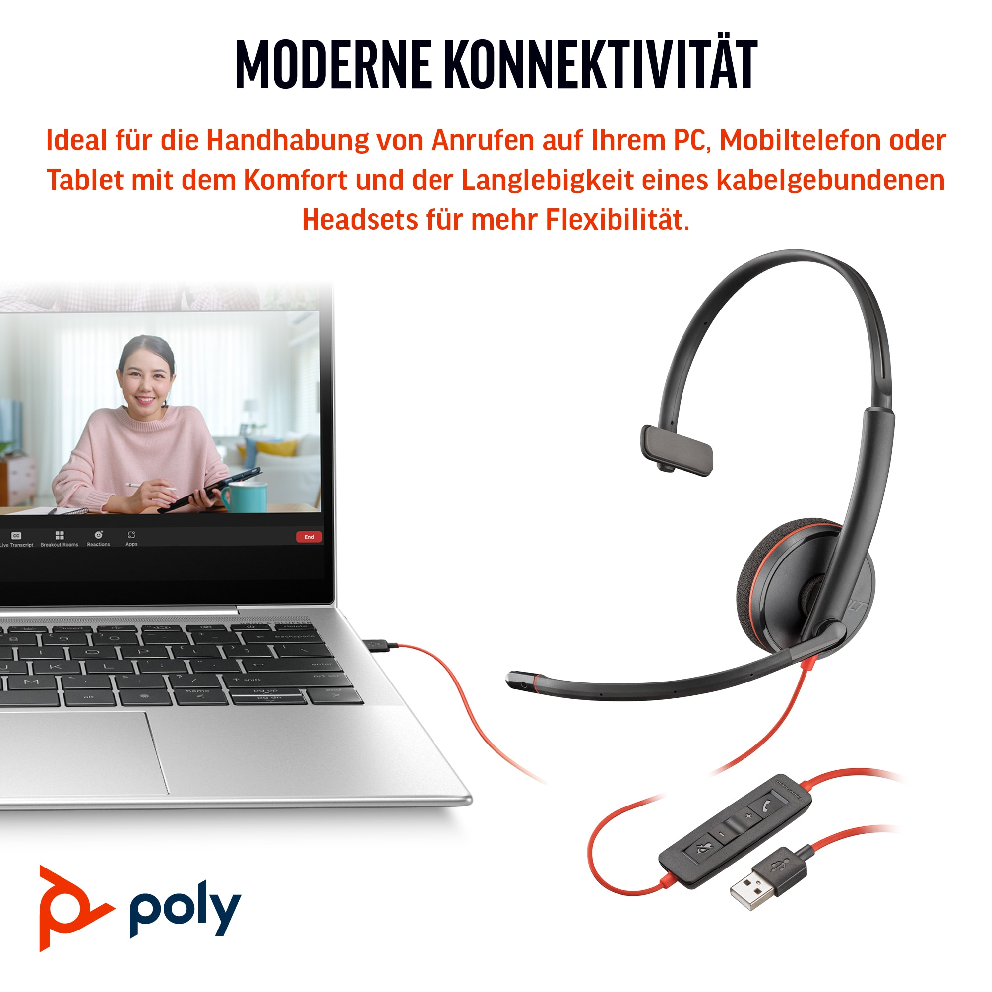 POLY Micro-casque monaural USB-C Blackwire 3210 (lot)