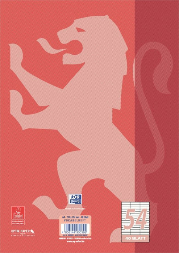 Oxford 100050337 cuaderno y block A4 Rojo