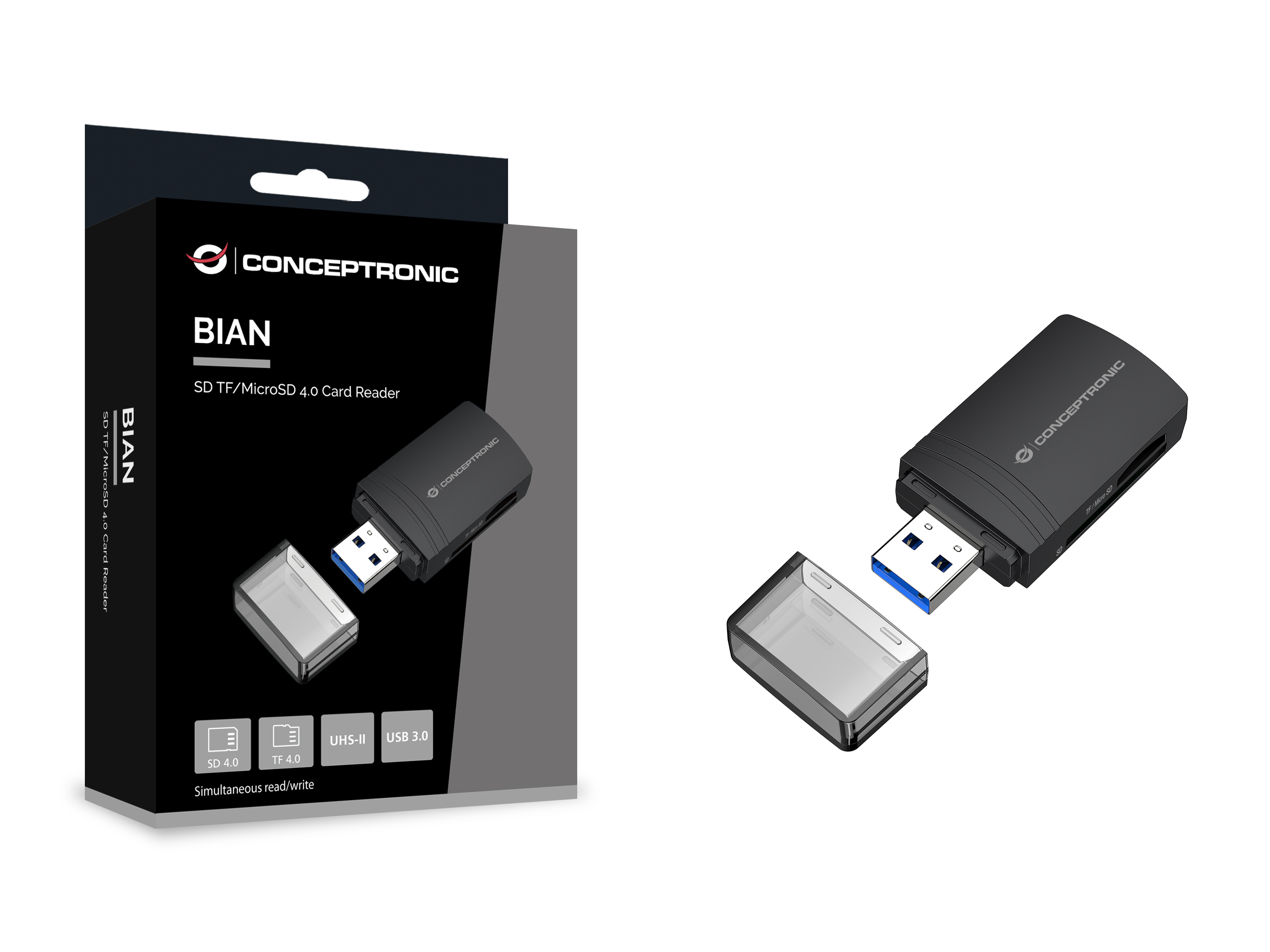 Conceptronic BIAN06B lettore di schede USB 3.2 Gen 1 (3.1 Gen 1) Type-A Nero