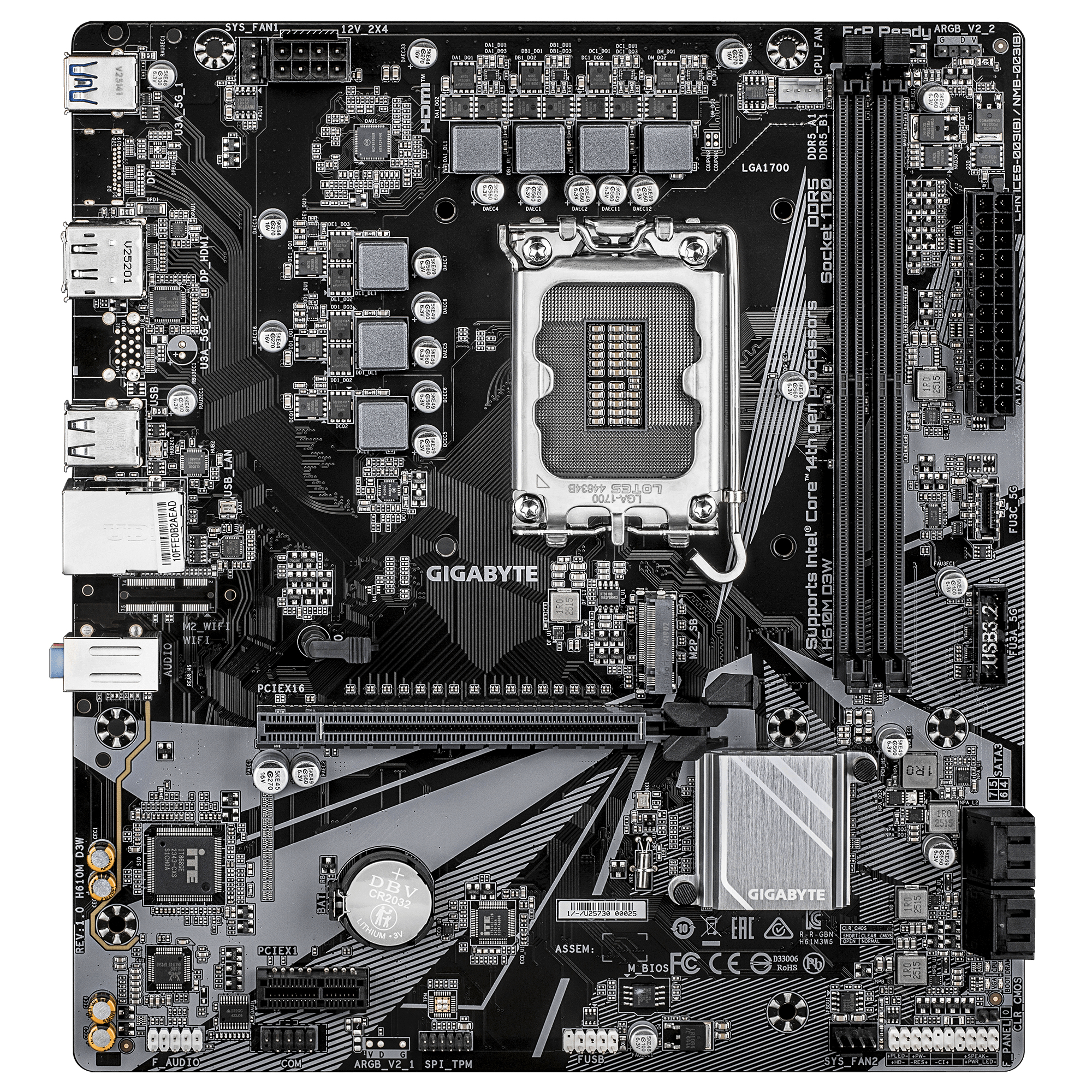 Gigabyte H610M D3W H610 S1700 mATX DDR5 - Intel Sockel 1700 (Core i) - Micro/Mini/Flex-ATX