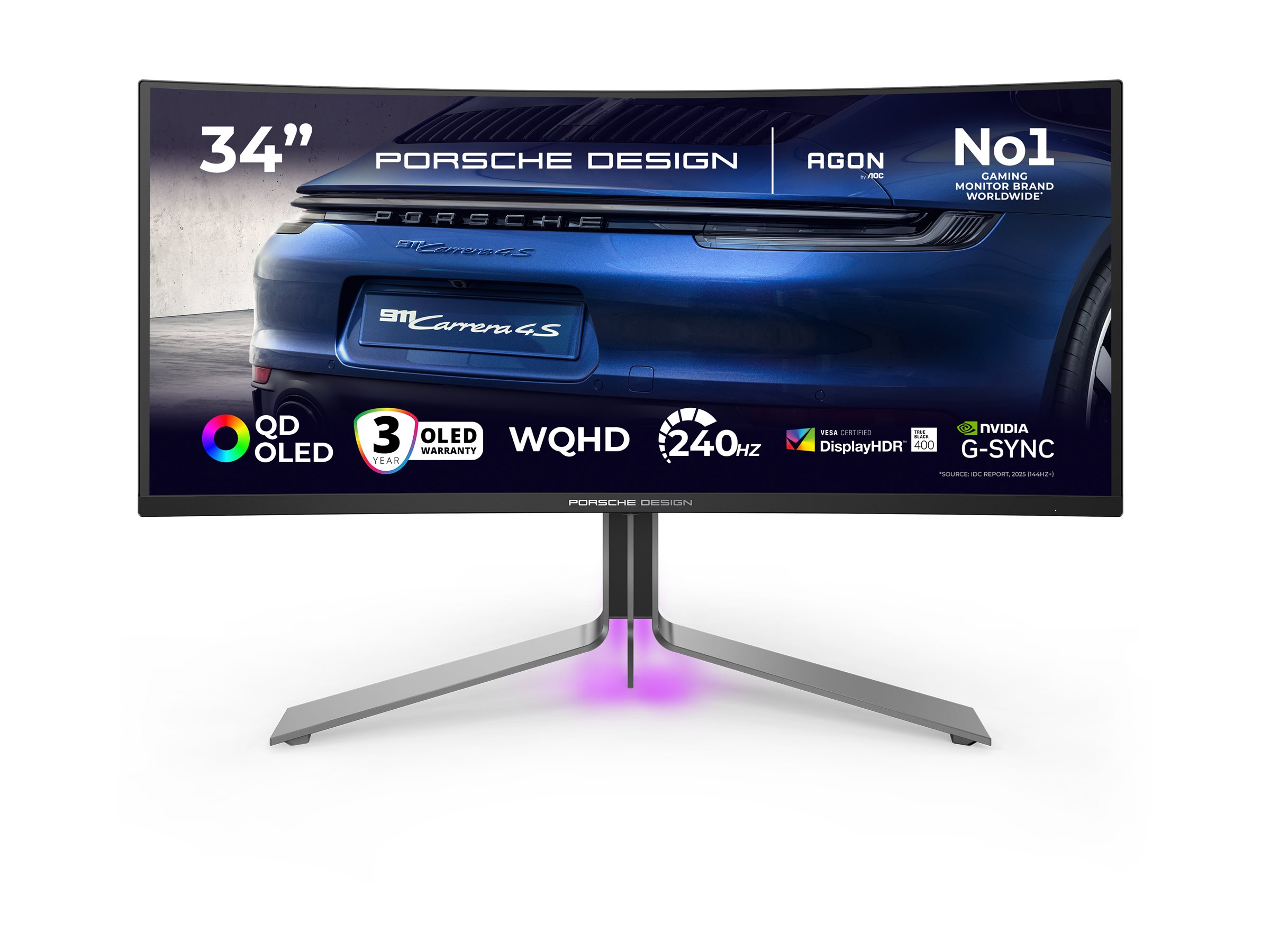 AOC AGON PRO PD34 Porsche Design - OLED-Monitor - Gaming - gebogen - USB - 87 cm (34)