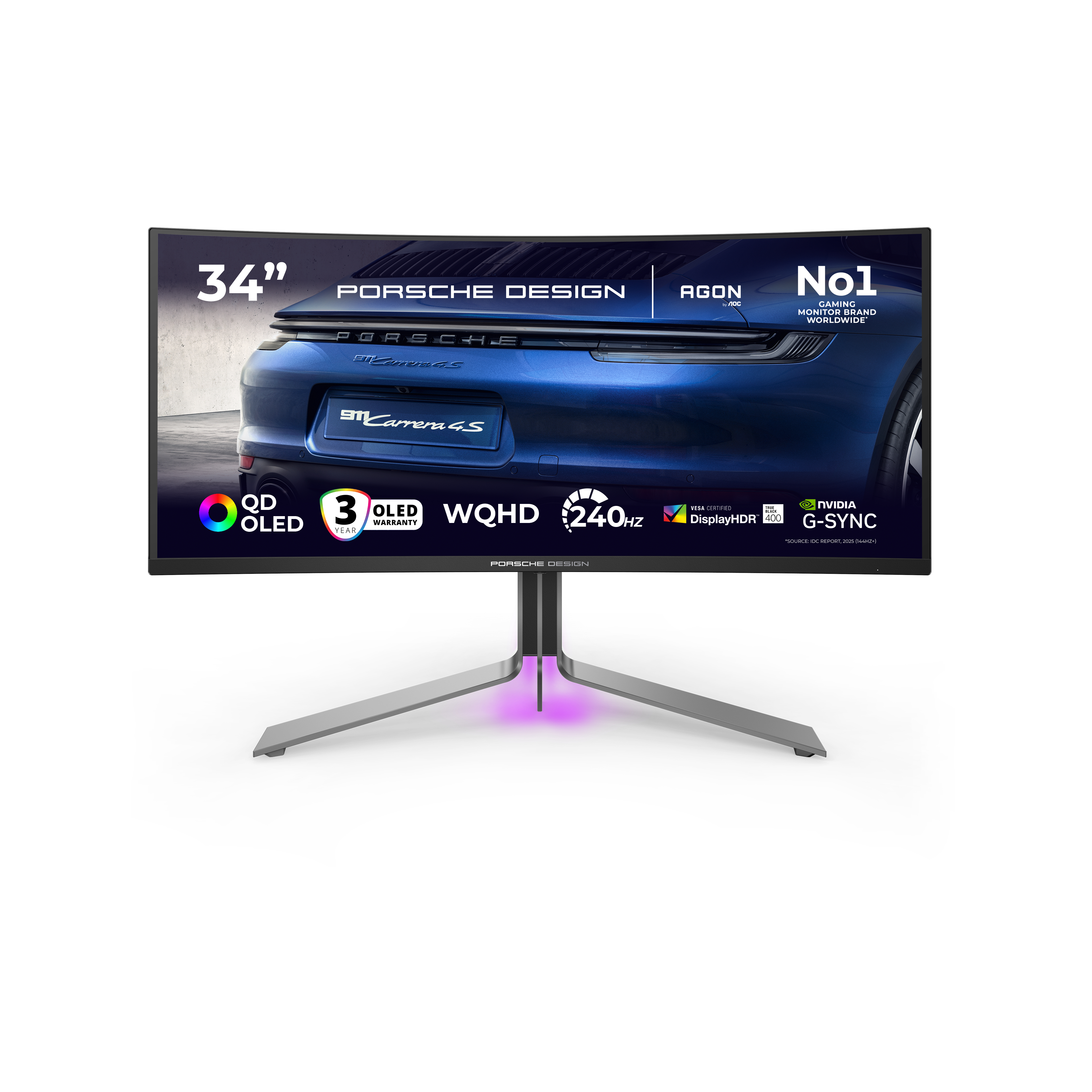 AOC AGON PRO PD34 Porsche Design - OLED-Monitor - Gaming - gebogen - USB - 87 cm (34)