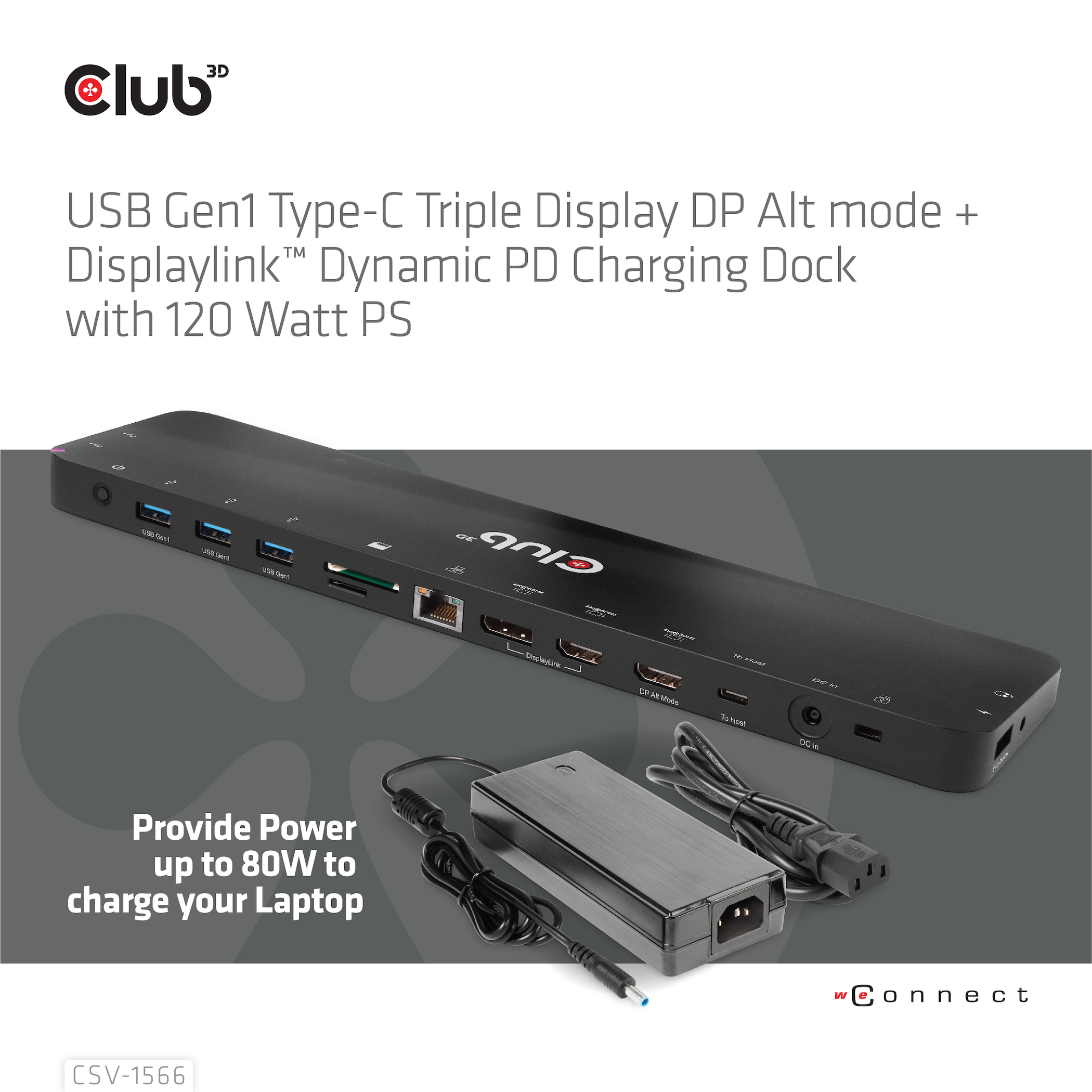 CLUB3D CSV-1566 replicatore di porte e docking station per notebook USB 3.2 Gen 1 (3.1 Gen 1) Type-C Nero