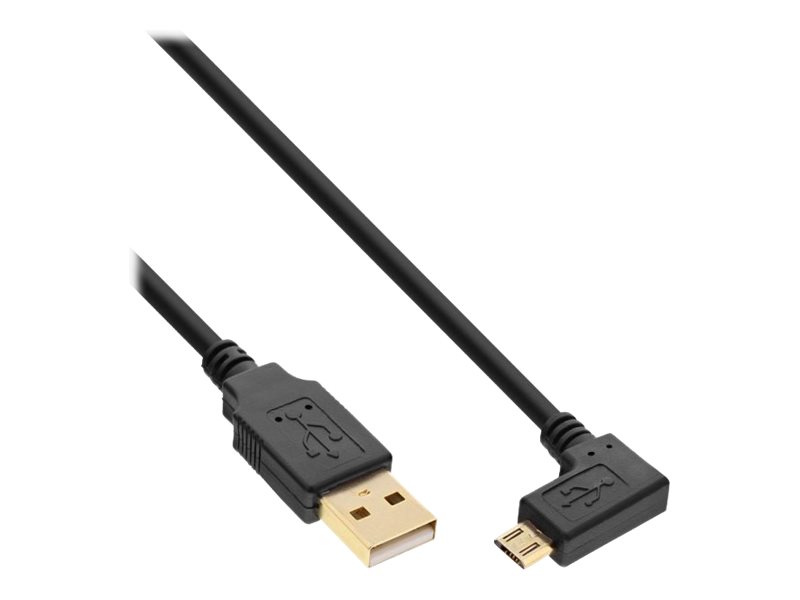 InLine Micro USB 2.0 Cable USB Type A male / Micro-B male, angled, black, 0.5m