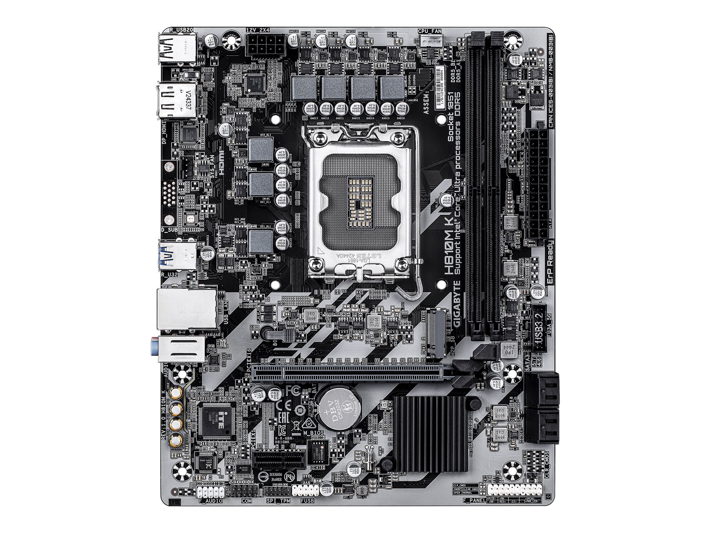 Gigabyte H810M K - Motherboard - micro ATX - LGA1851-Sockel - H810 Chipsatz - USB 3.2 Gen 1 - Gigabit LAN - Onboard-Grafik (CPU erforderlich)