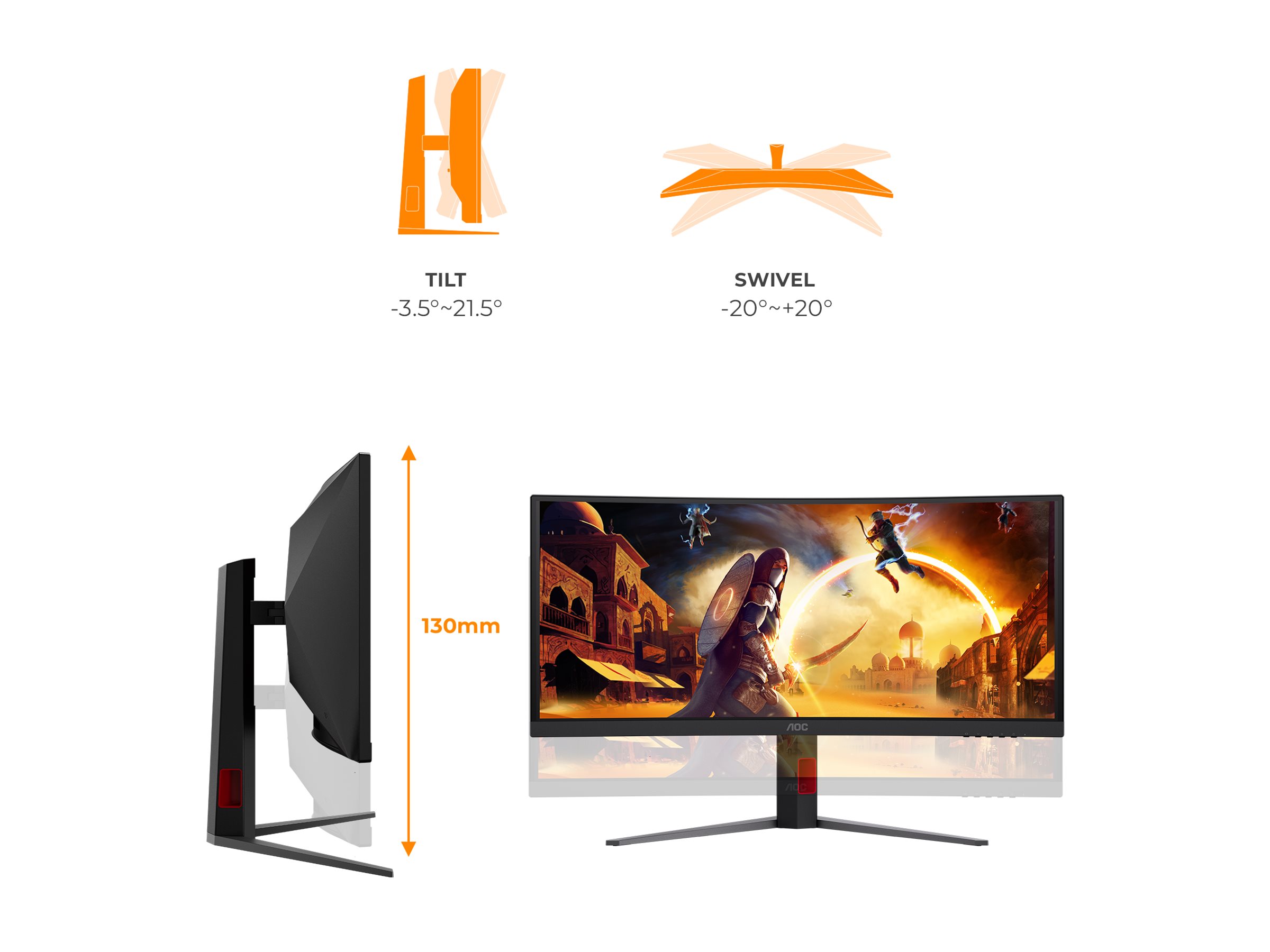 AOC Gaming CU34G4ZCA - G4 Series - LED-Monitor - Gaming - gebogen - USB - 86.4 cm (34)