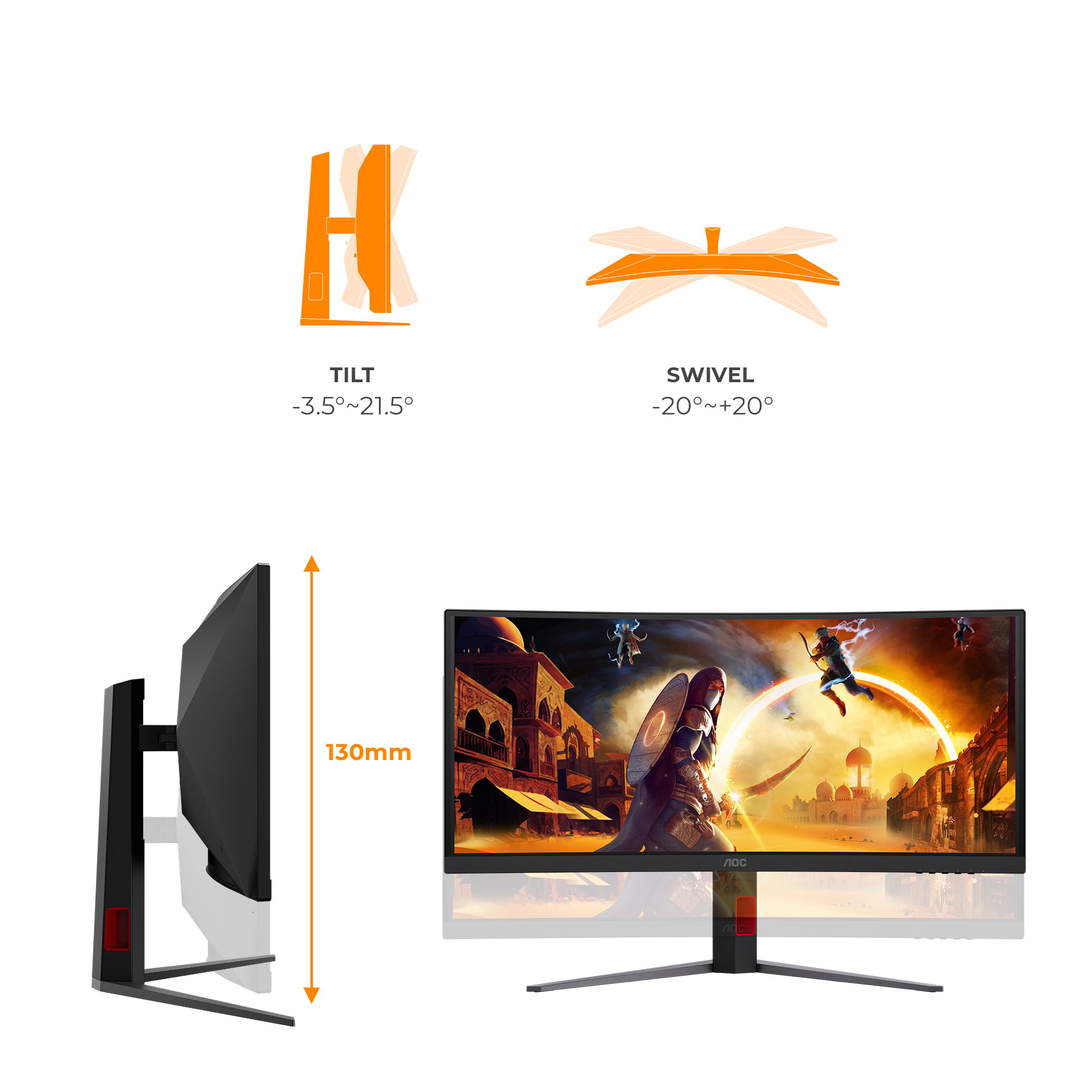 AOC Gaming CU34G4ZCA - G4 Series - LED-Monitor - Gaming - gebogen - USB - 86.4 cm (34)