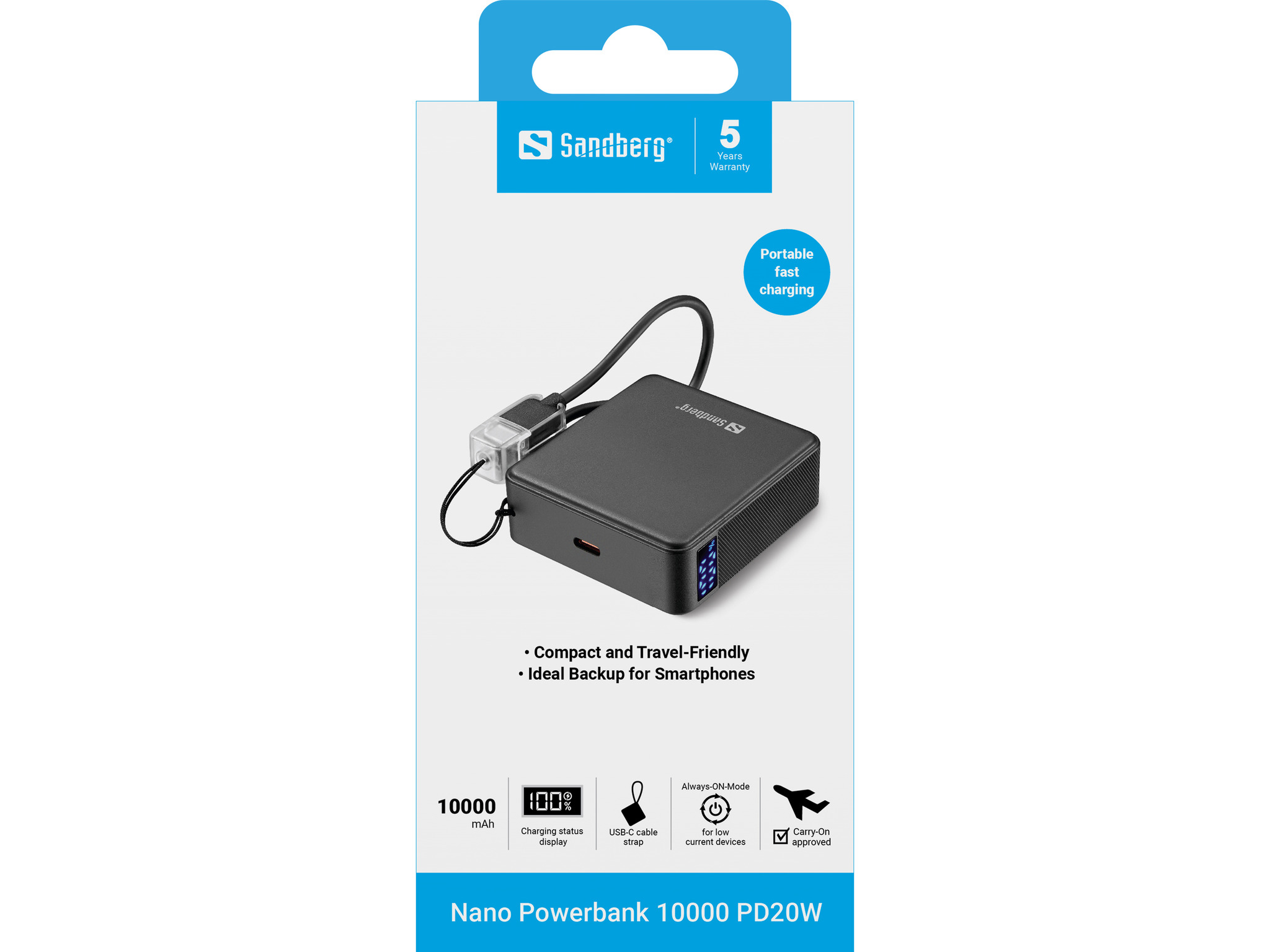 Sandberg 421-34 batteria portatile Ioni di Litio 10000 mAh Nero