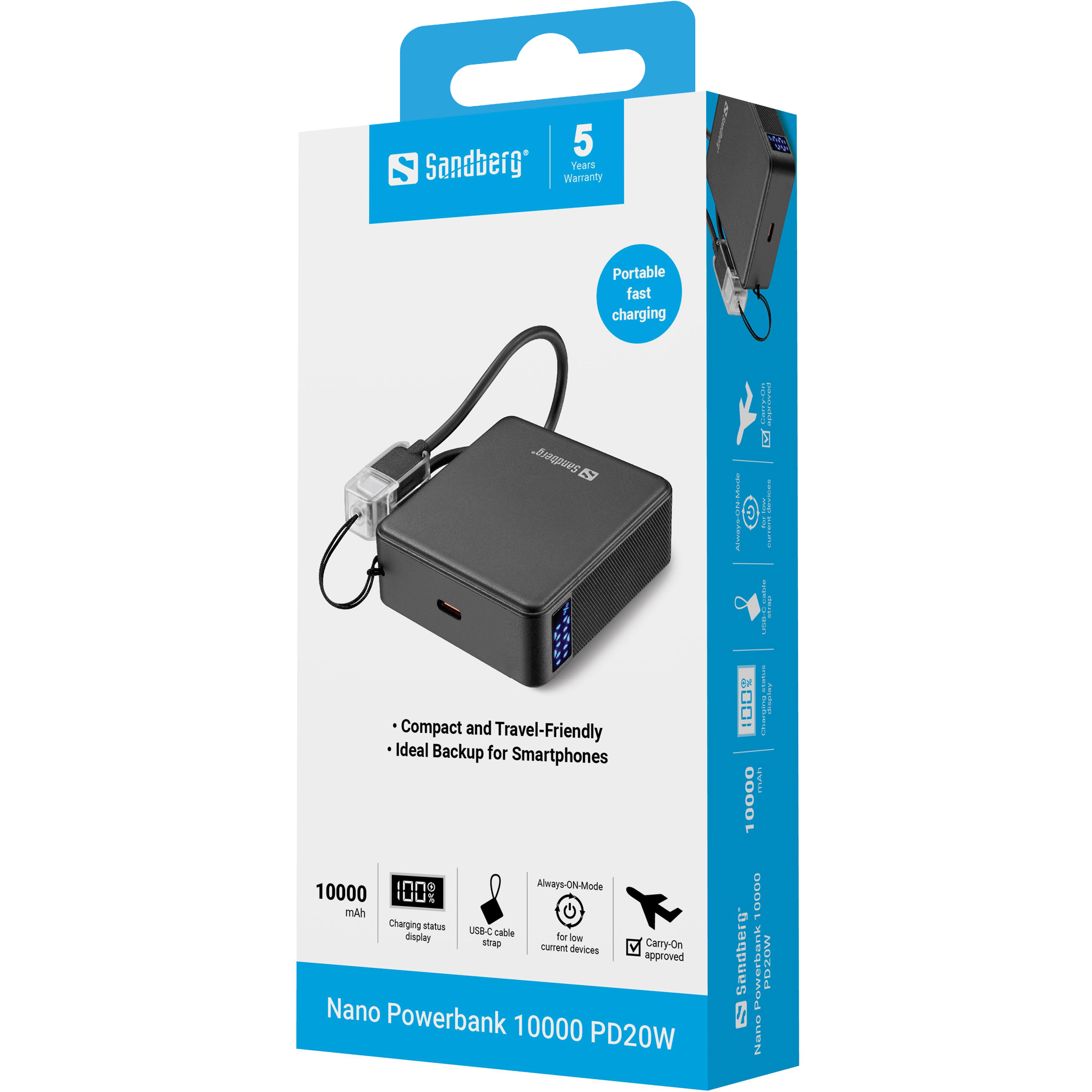 Sandberg 421-34 batteria portatile Ioni di Litio 10000 mAh Nero